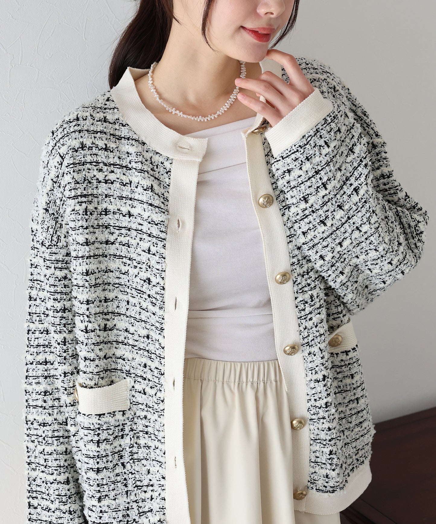 【SALE】ツイードニットジャケット