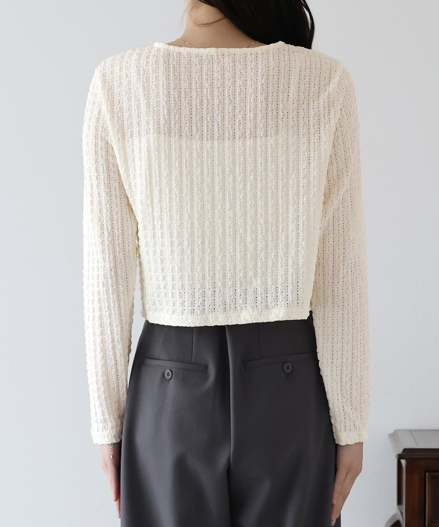 【SALE】パールボタンジャガードカーディガン