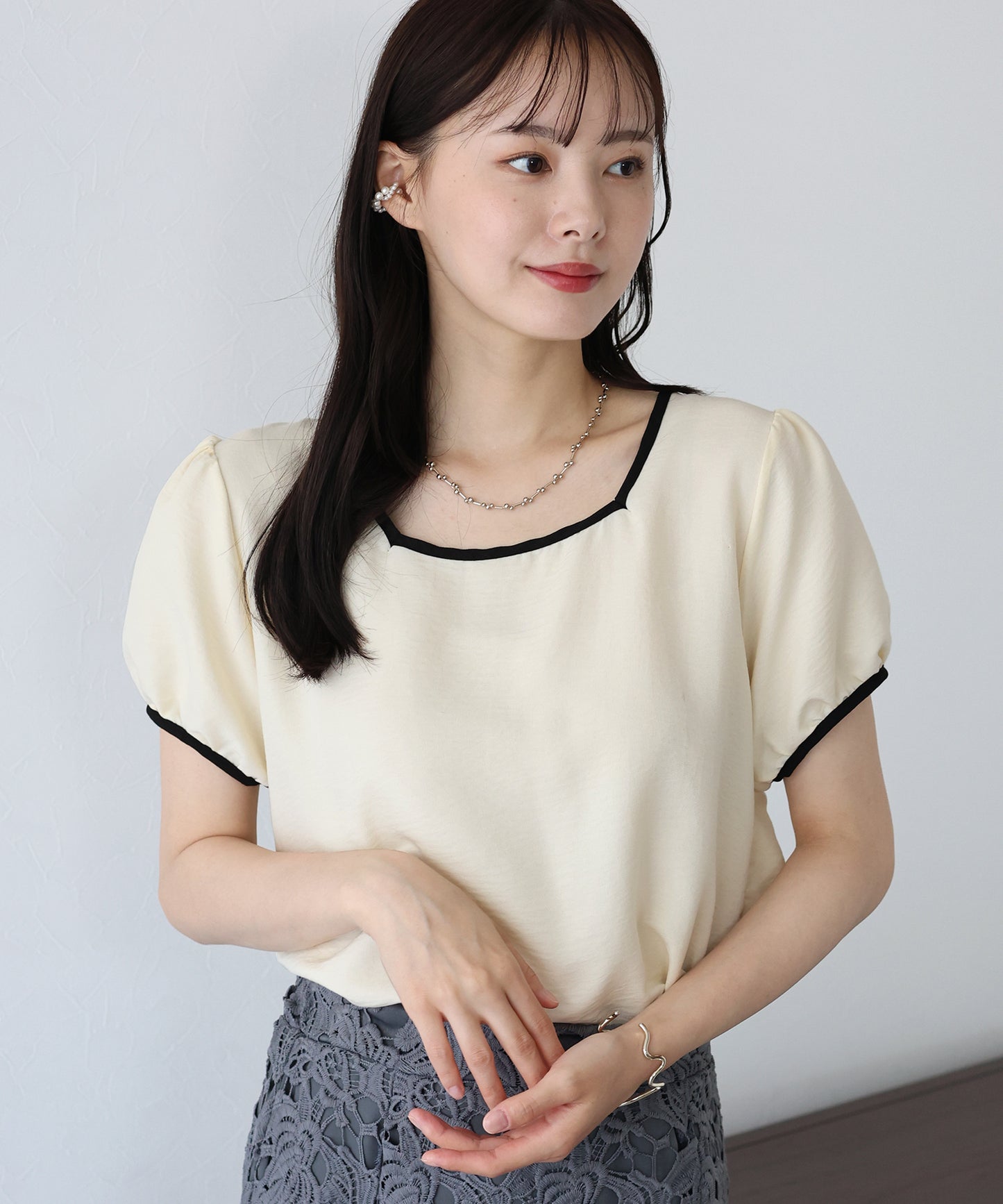 配色スクエアブラウス【ネコポス】