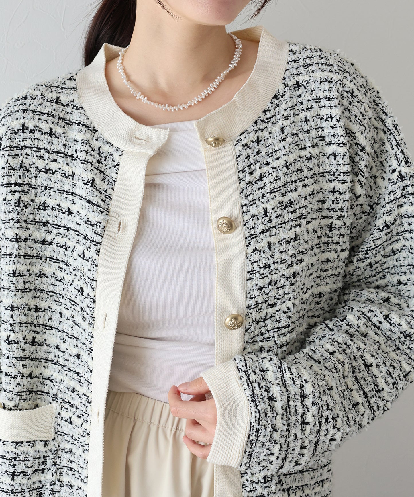 【SALE】ツイードニットジャケット