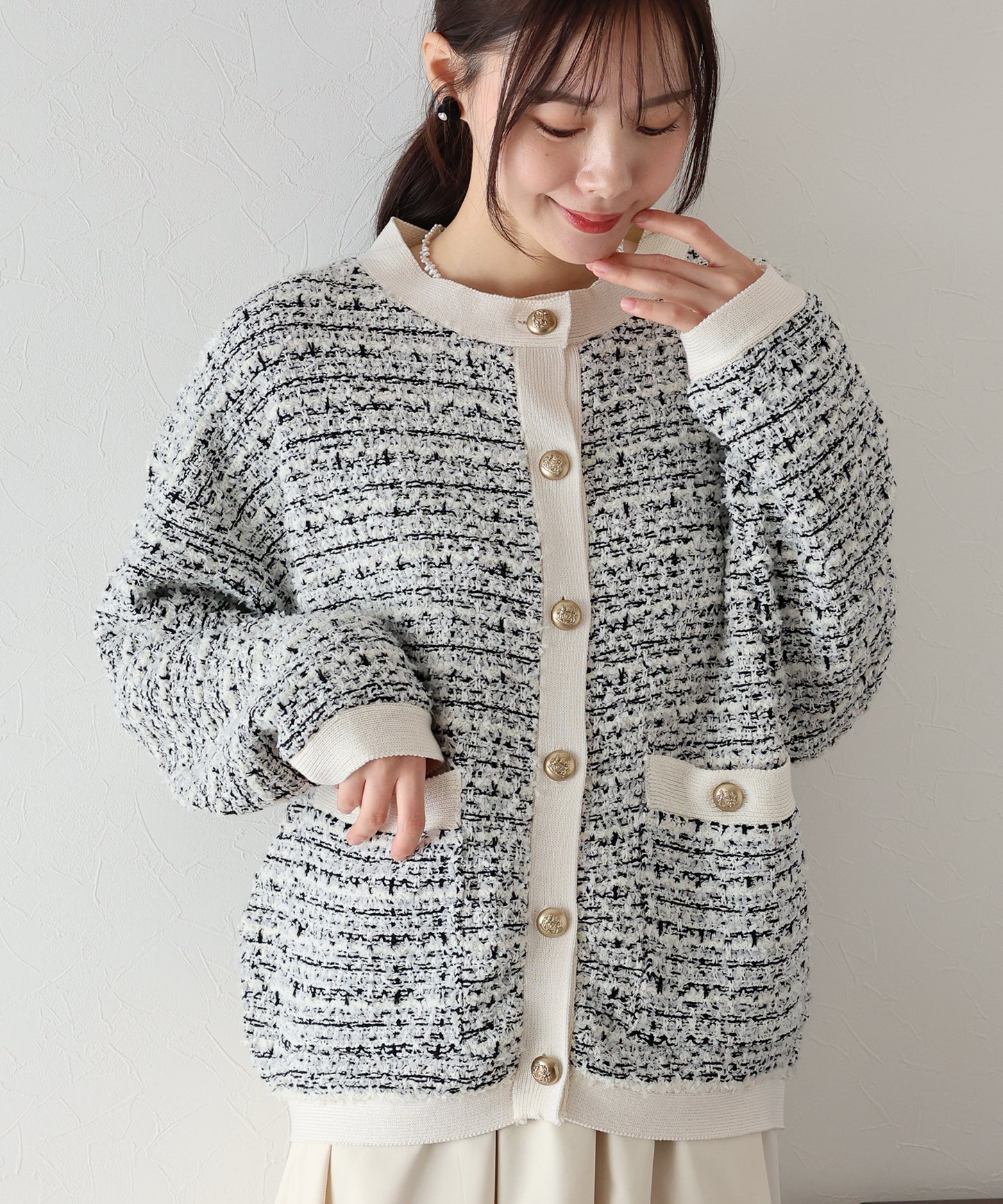 【SALE】ツイードニットジャケット