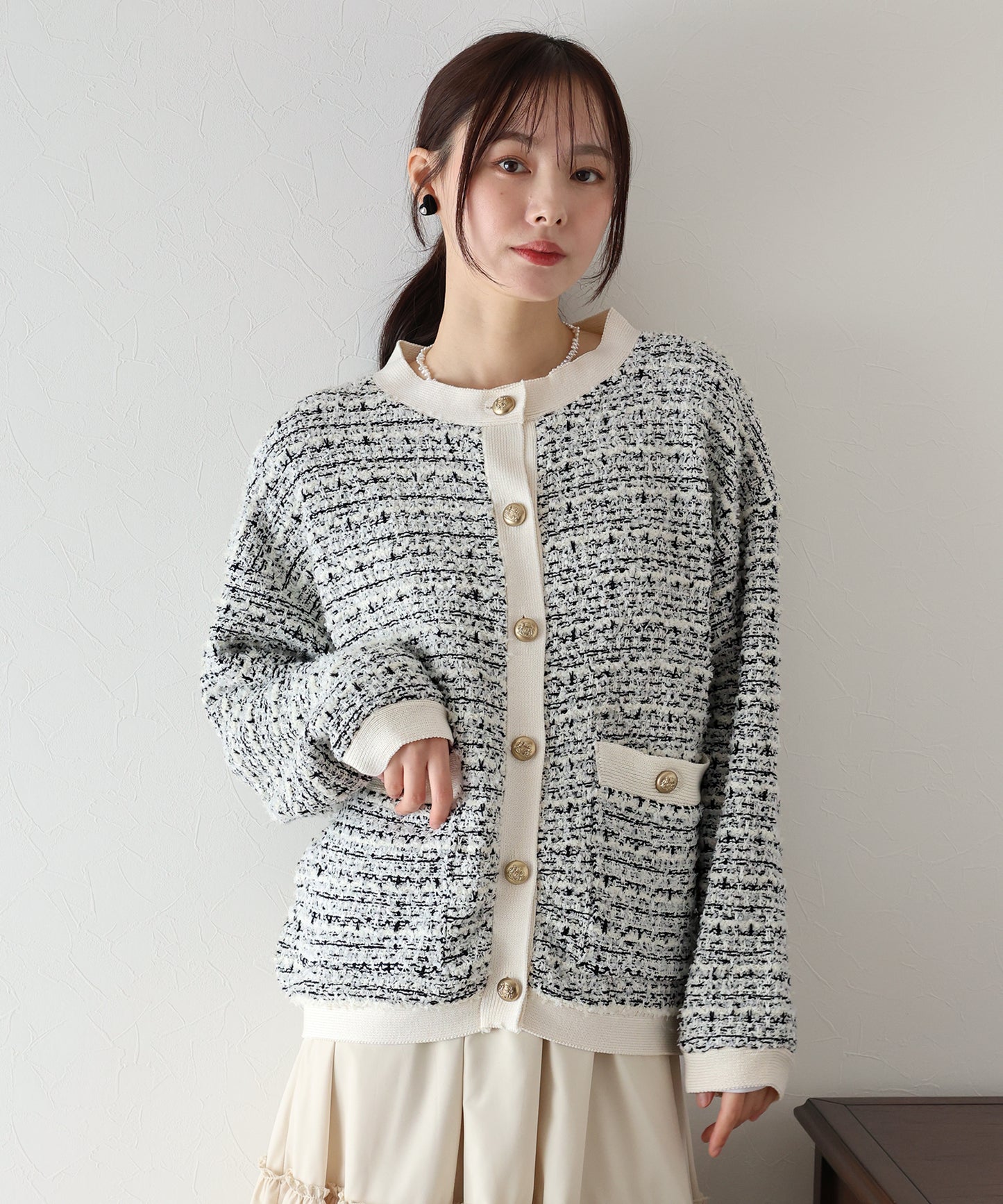 【SALE】ツイードニットジャケット
