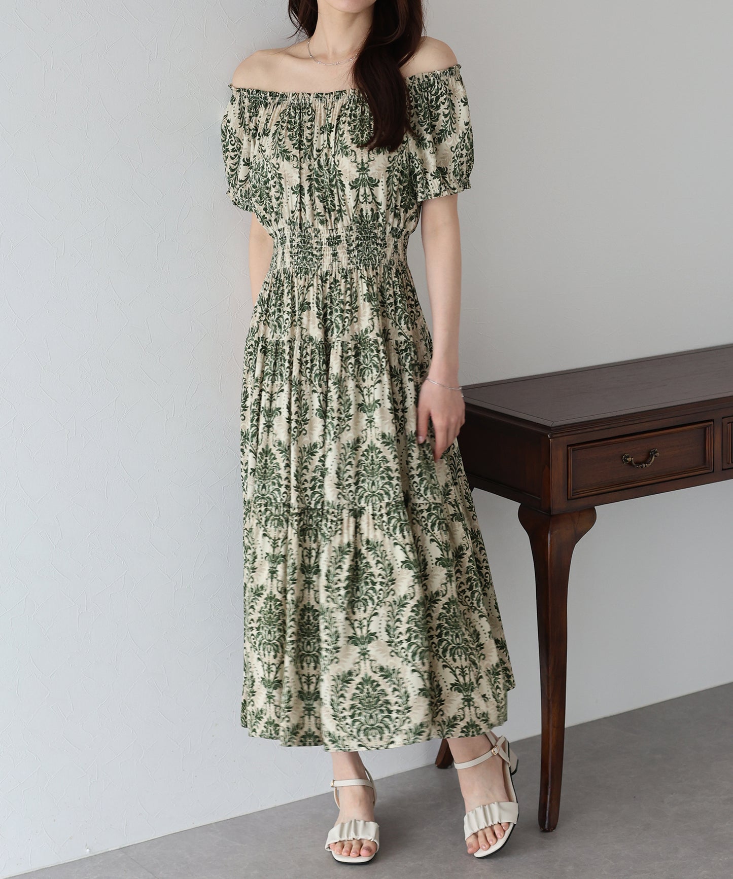 【TIME SALE】アソート柄2WAYオフショルワンピース