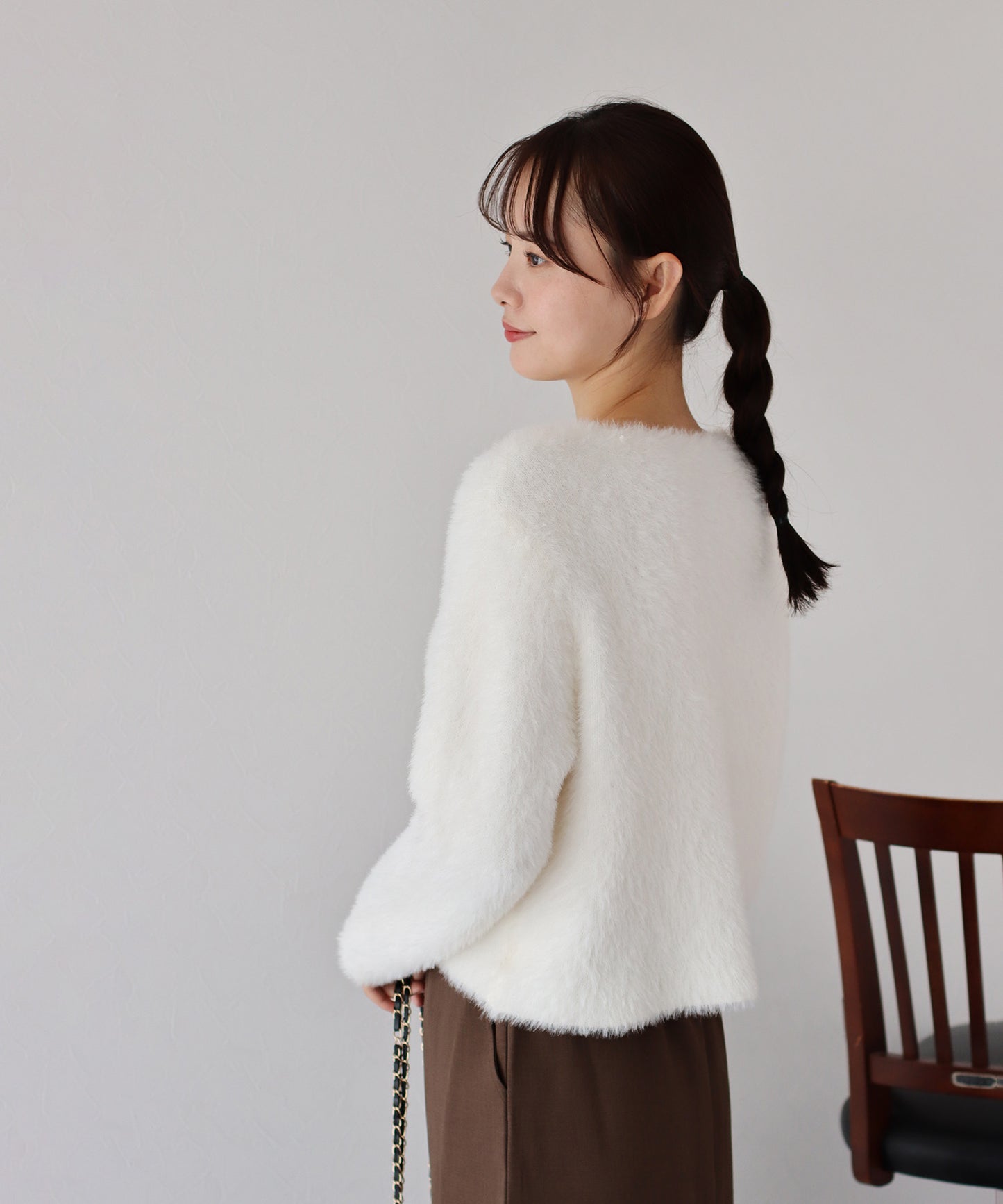 ハートボタンシャギーカーディガン