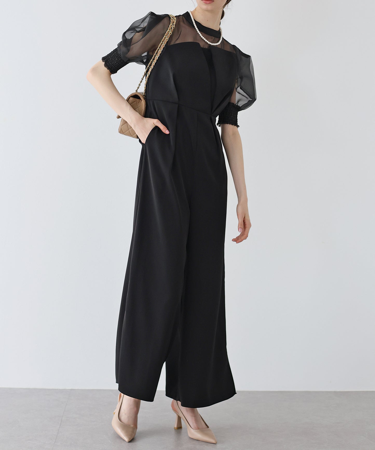 【TIME SALE】イレギュラーカットオールインワンパンツドレス