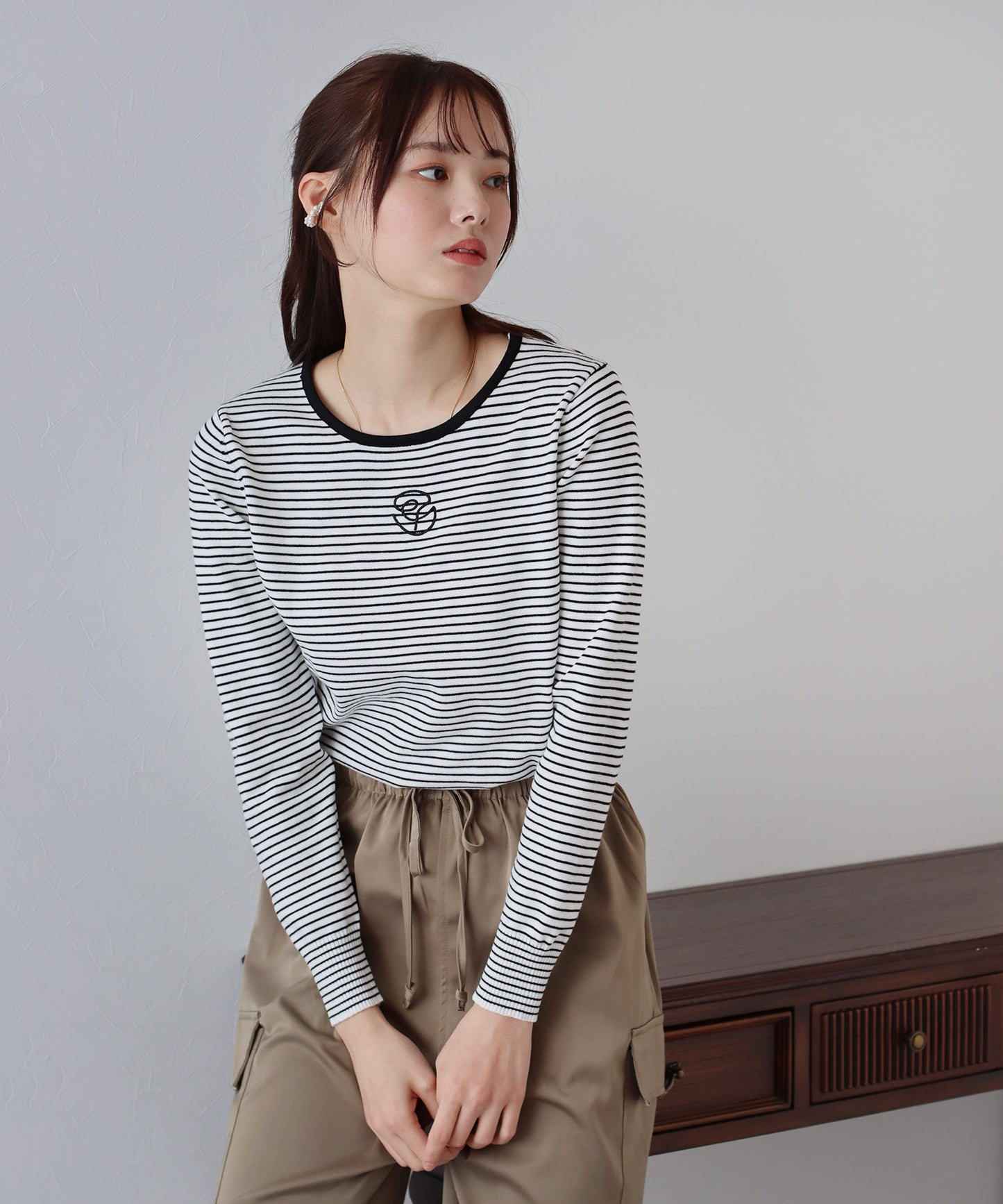 【SALE】ロゴ刺繍ボーダーニット