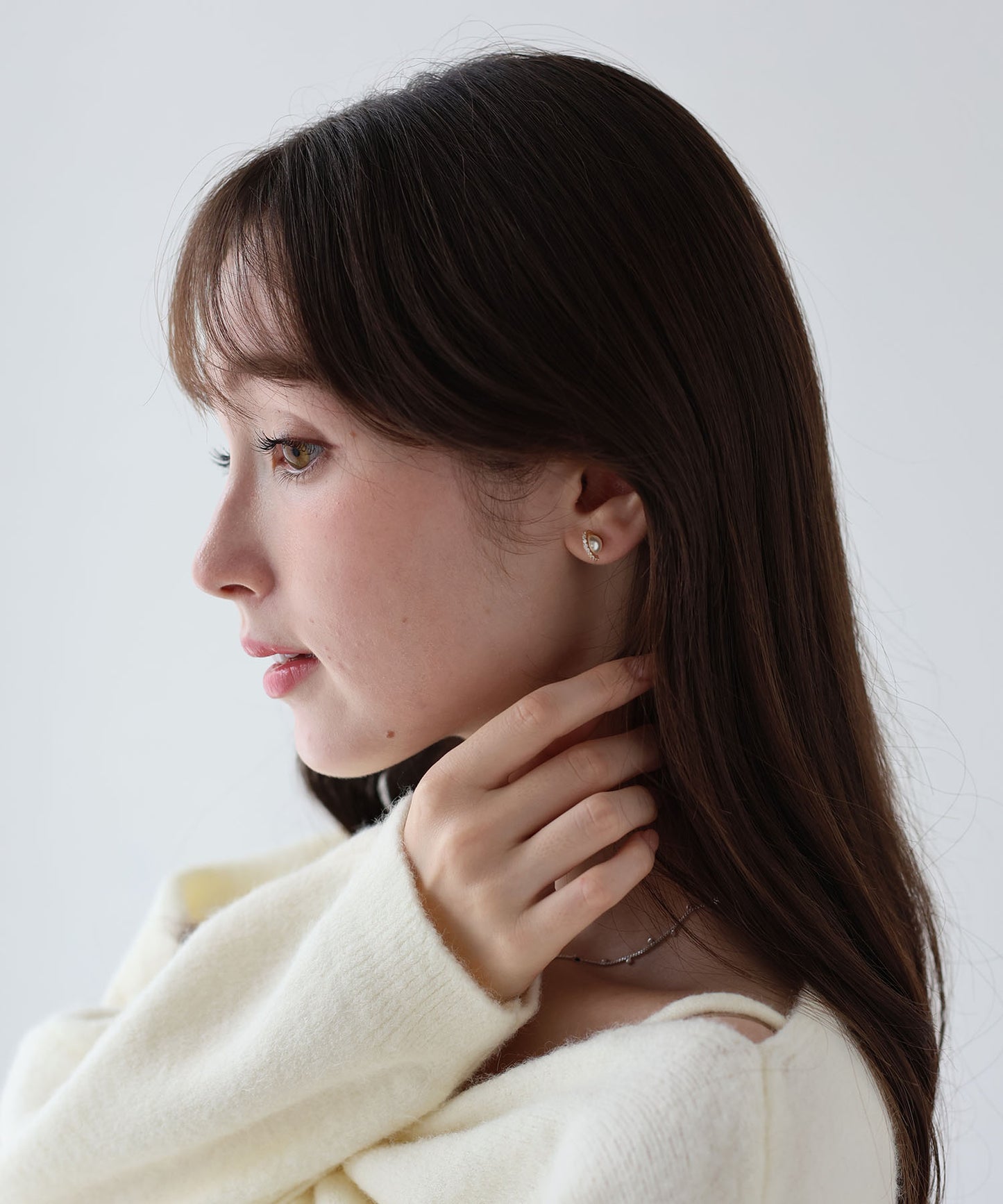 ビジューラインパールピアス【ネコポス】