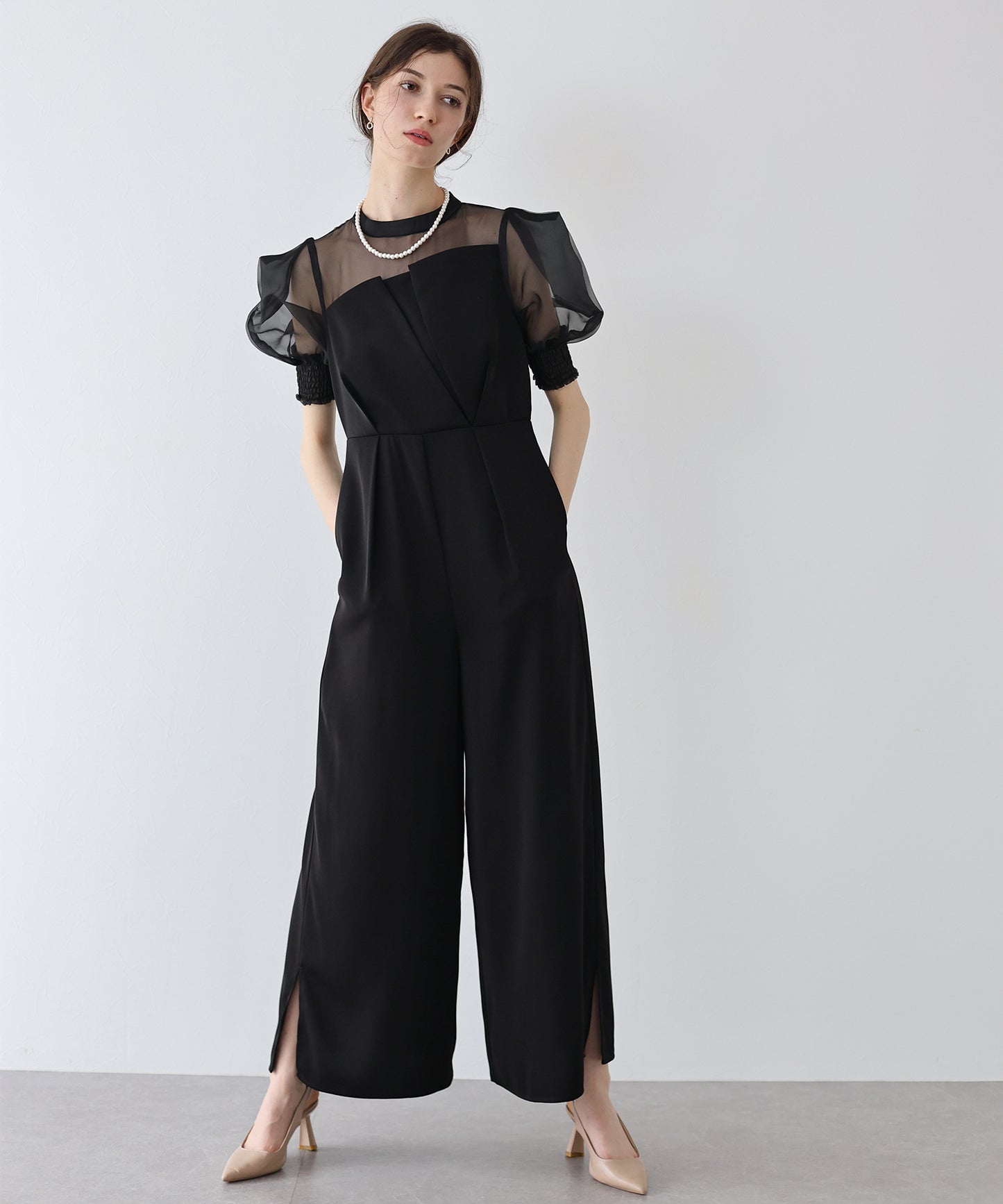 【TIME SALE】イレギュラーカットオールインワンパンツドレス