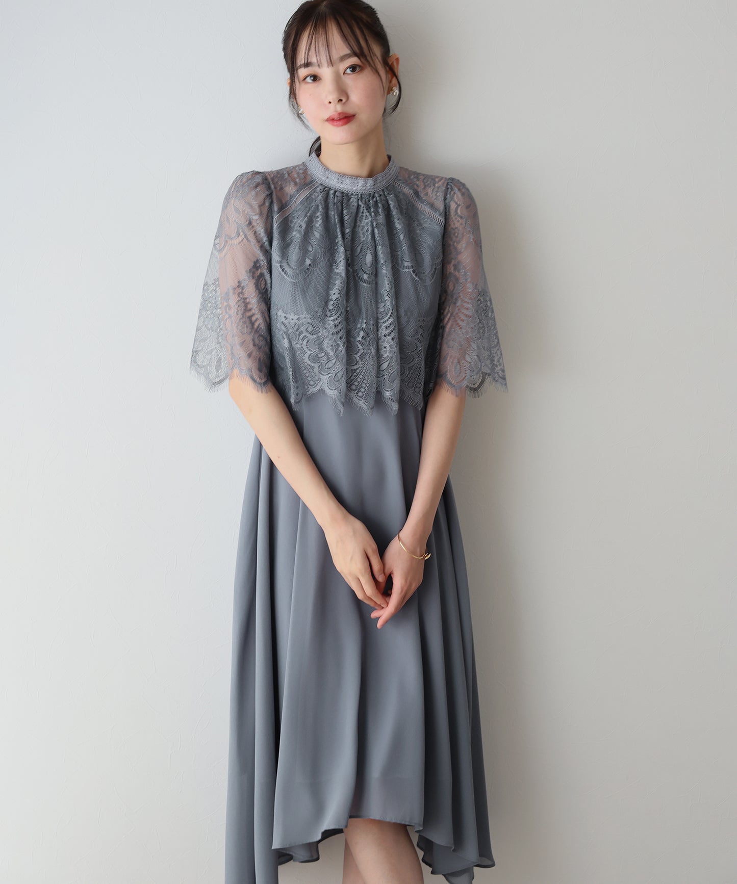【TIME SALE】フレアレーススリーブフィッシュテールワンピース