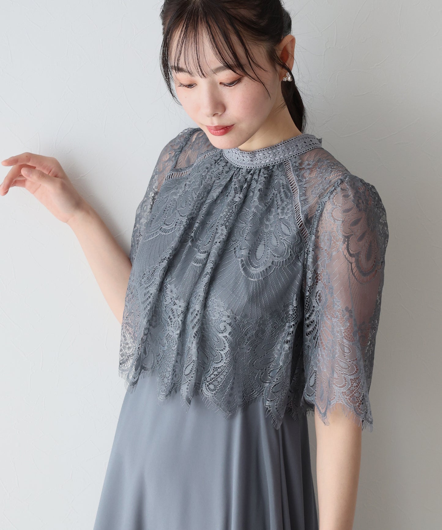 【TIME SALE】フレアレーススリーブフィッシュテールワンピース