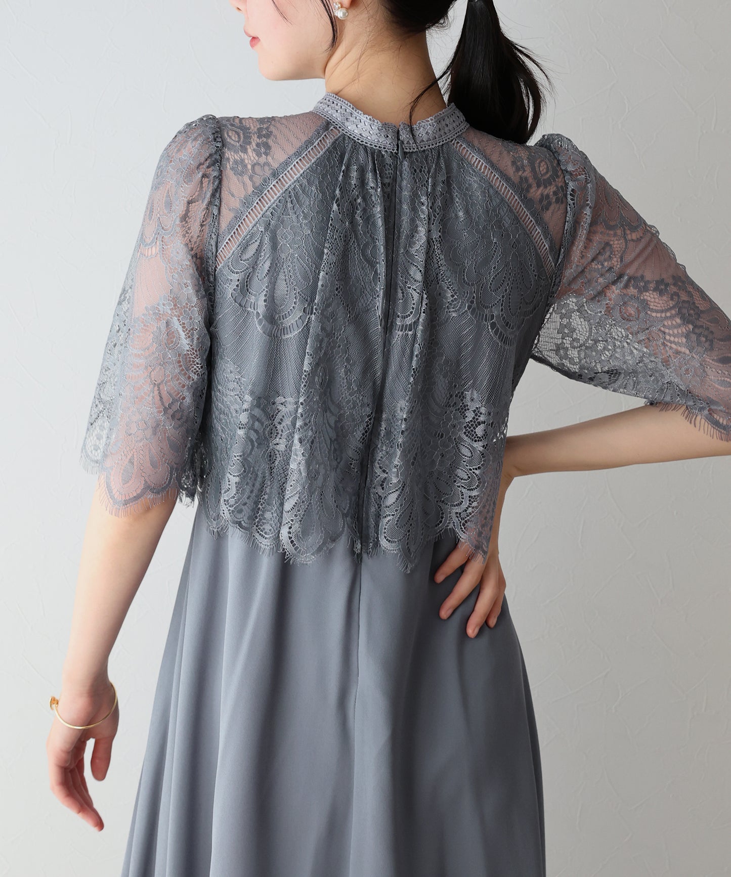 【TIME SALE】フレアレーススリーブフィッシュテールワンピース