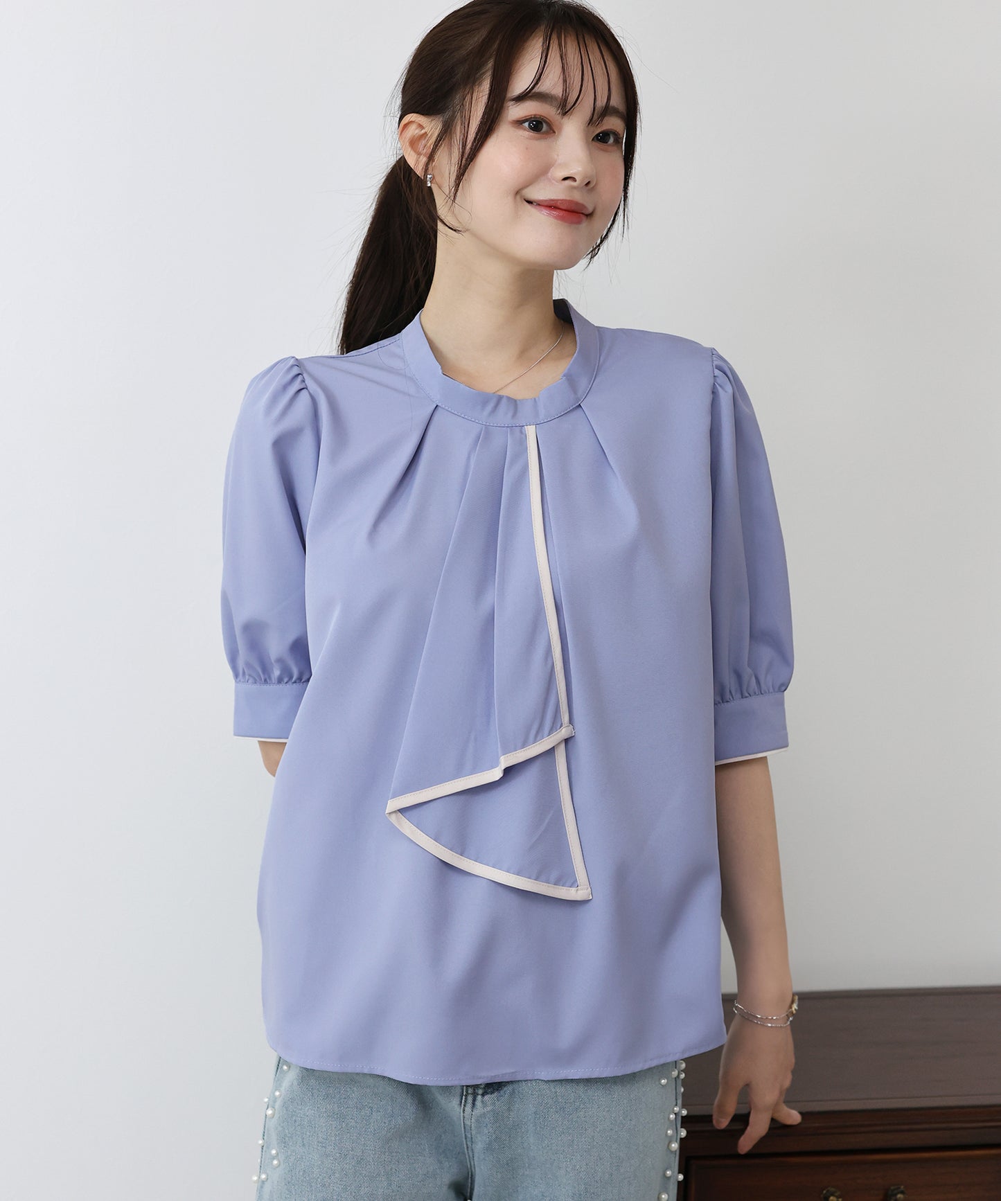【SALE】バイカラーボウタイブラウス【ネコポス】