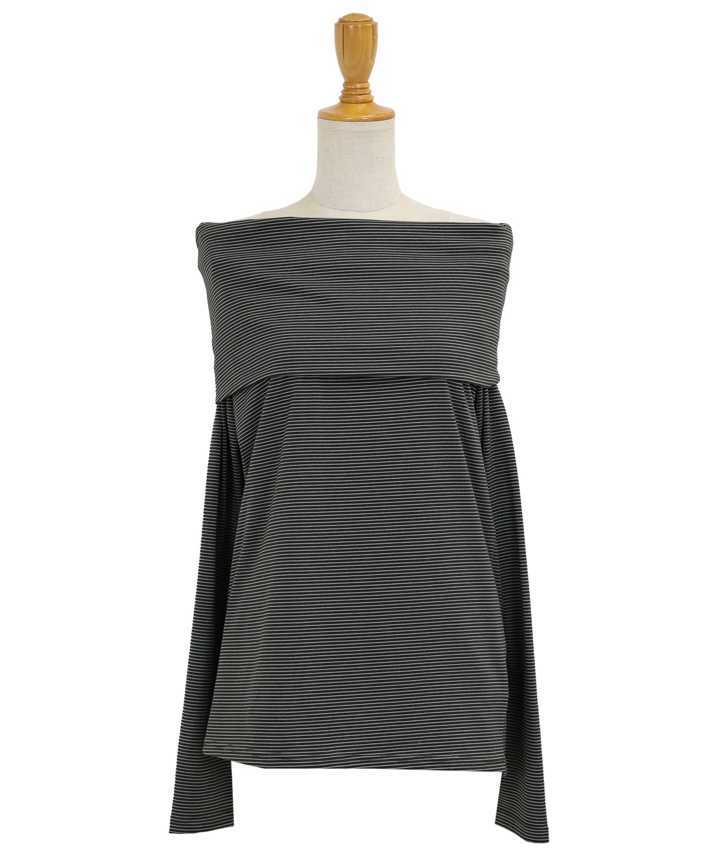 【SALE】ボーダードレープオフショルダートップス