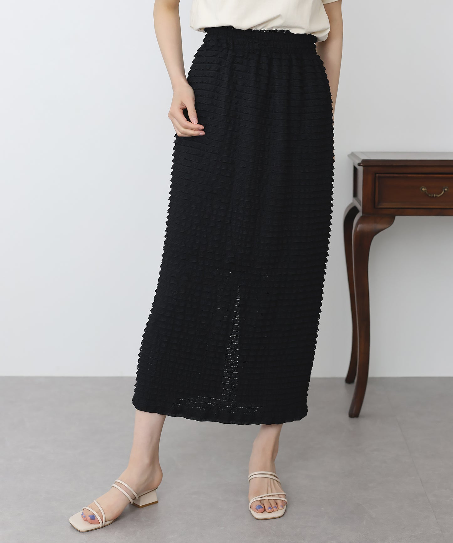 【SALE】カットフリルレースIラインスカート