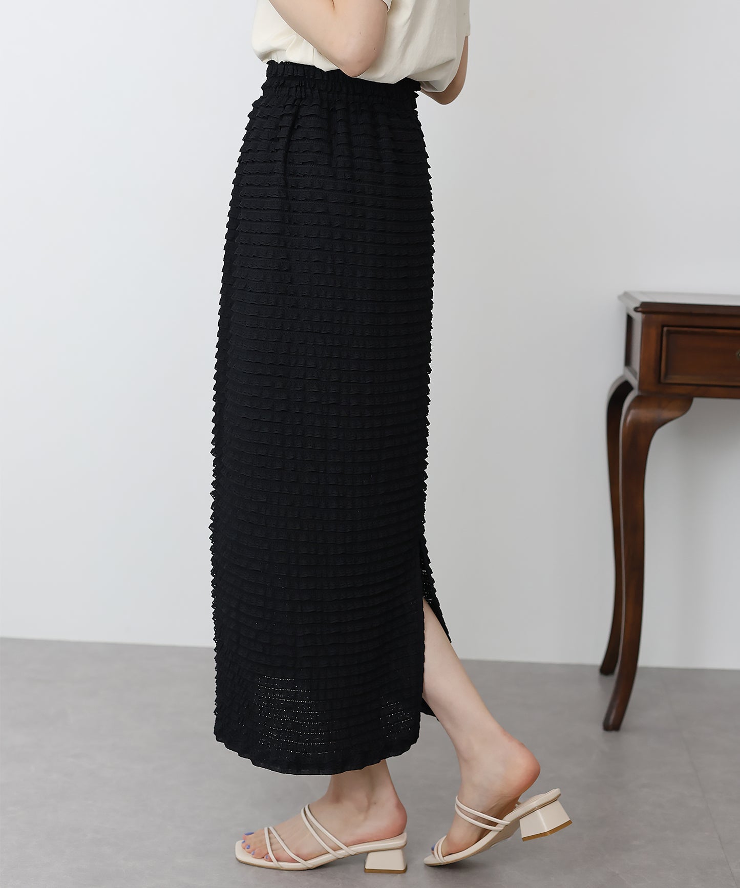 【SALE】カットフリルレースIラインスカート