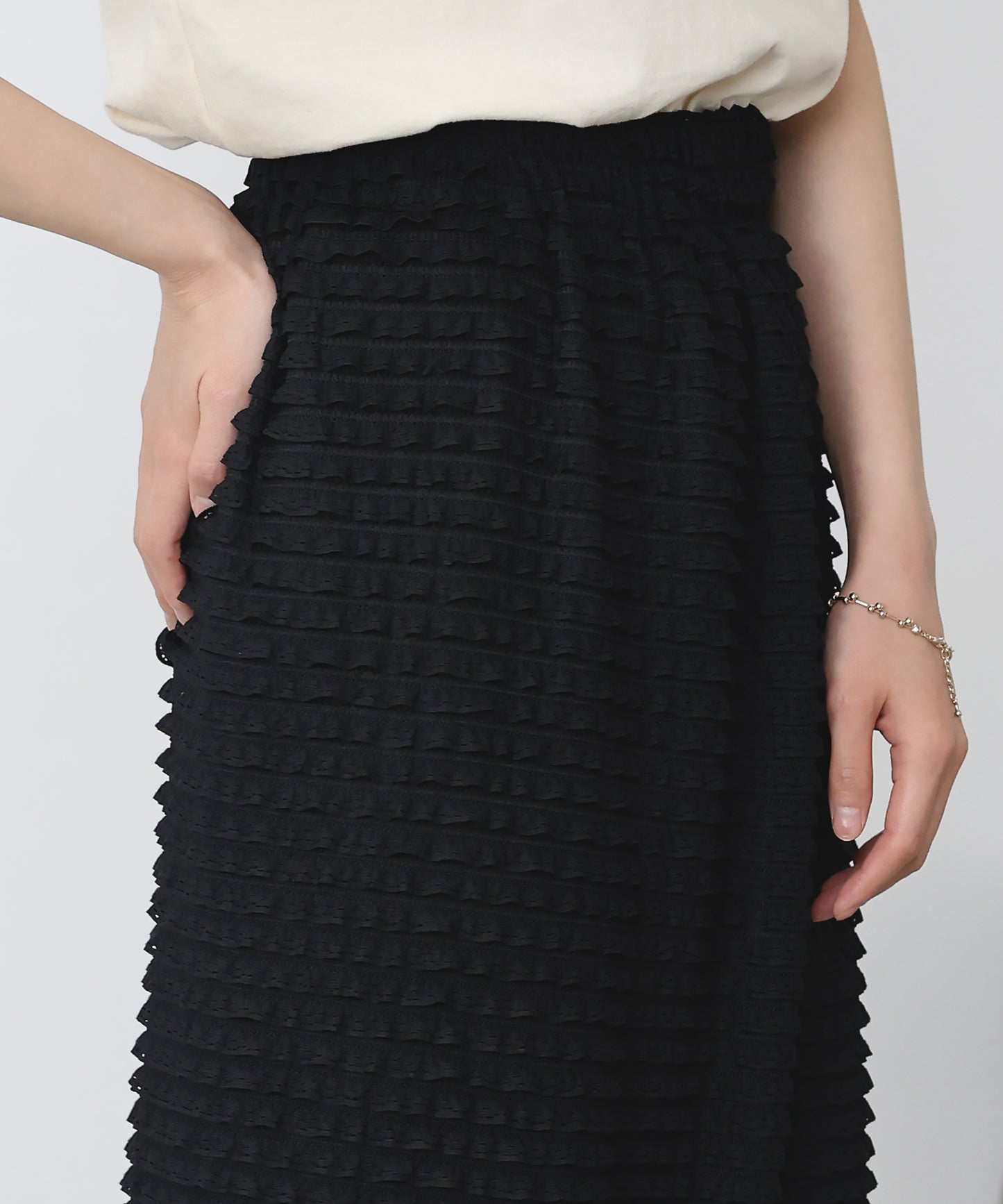 【SALE】カットフリルレースIラインスカート