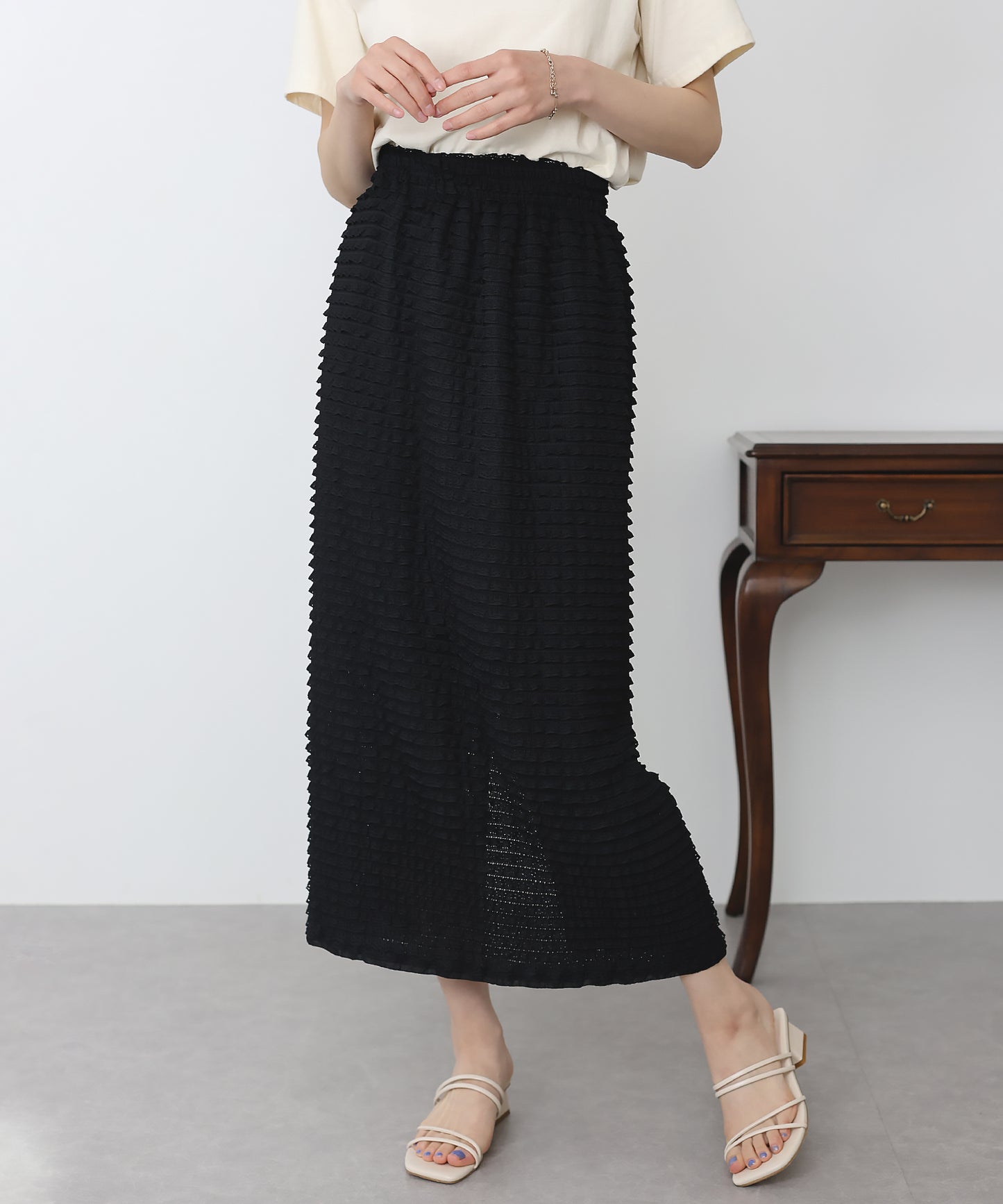 【SALE】カットフリルレースIラインスカート