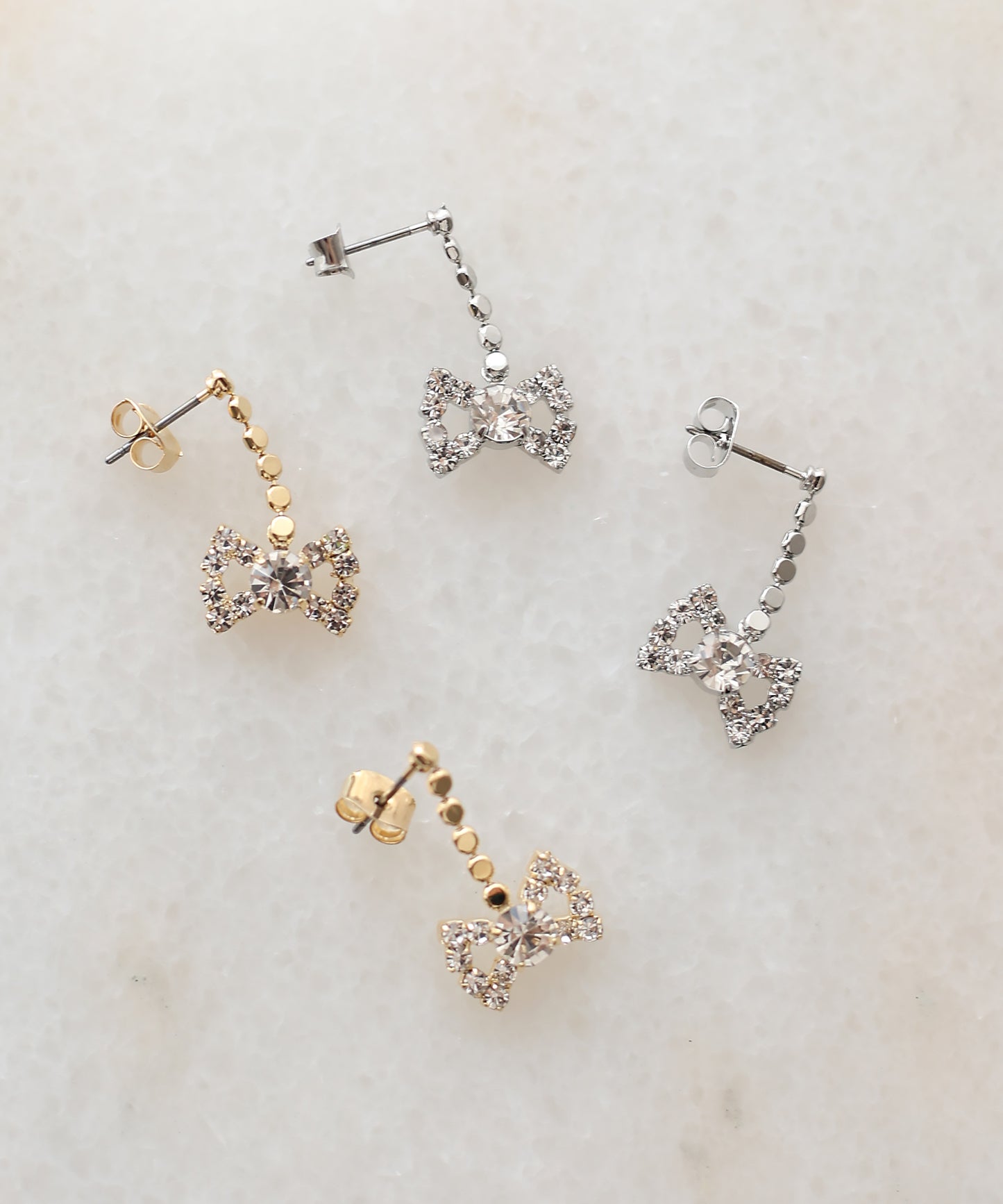 ビジューリボンペタルピアス【ネコポス】