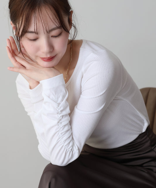 シャーリング袖カットソー【ネコポス】