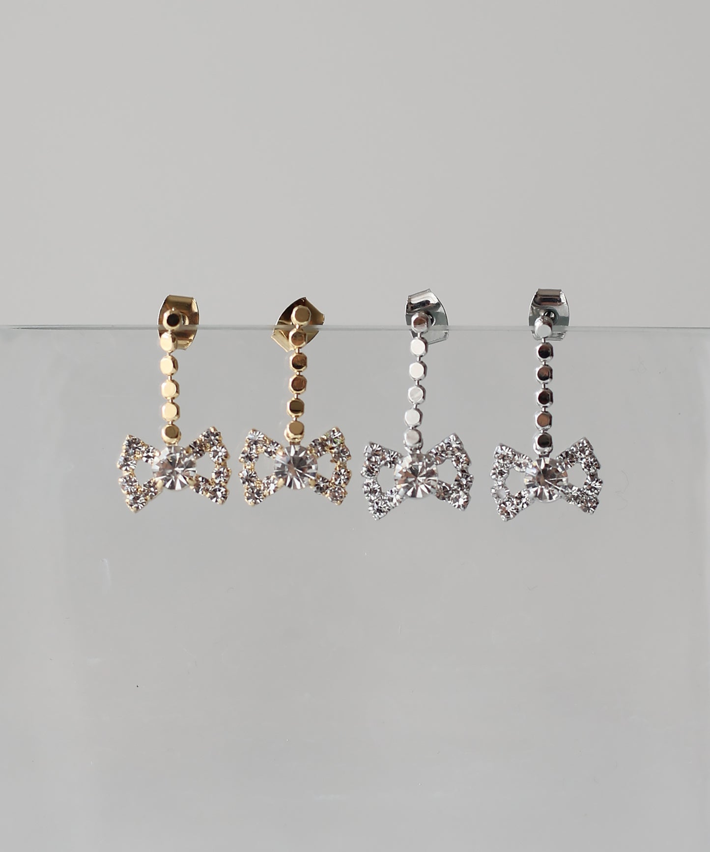 ビジューリボンペタルピアス【ネコポス】