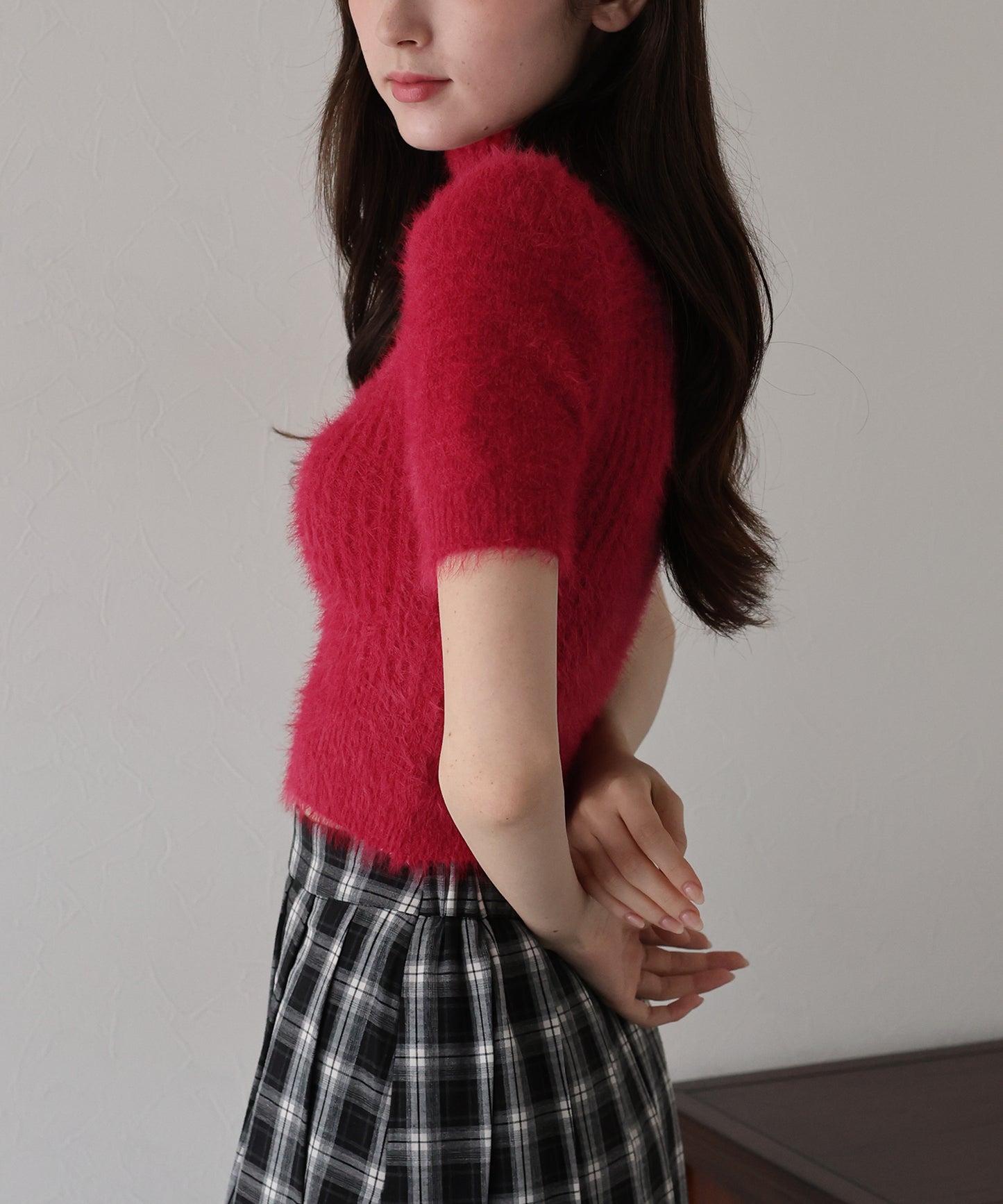 ハイネックシャギーニット