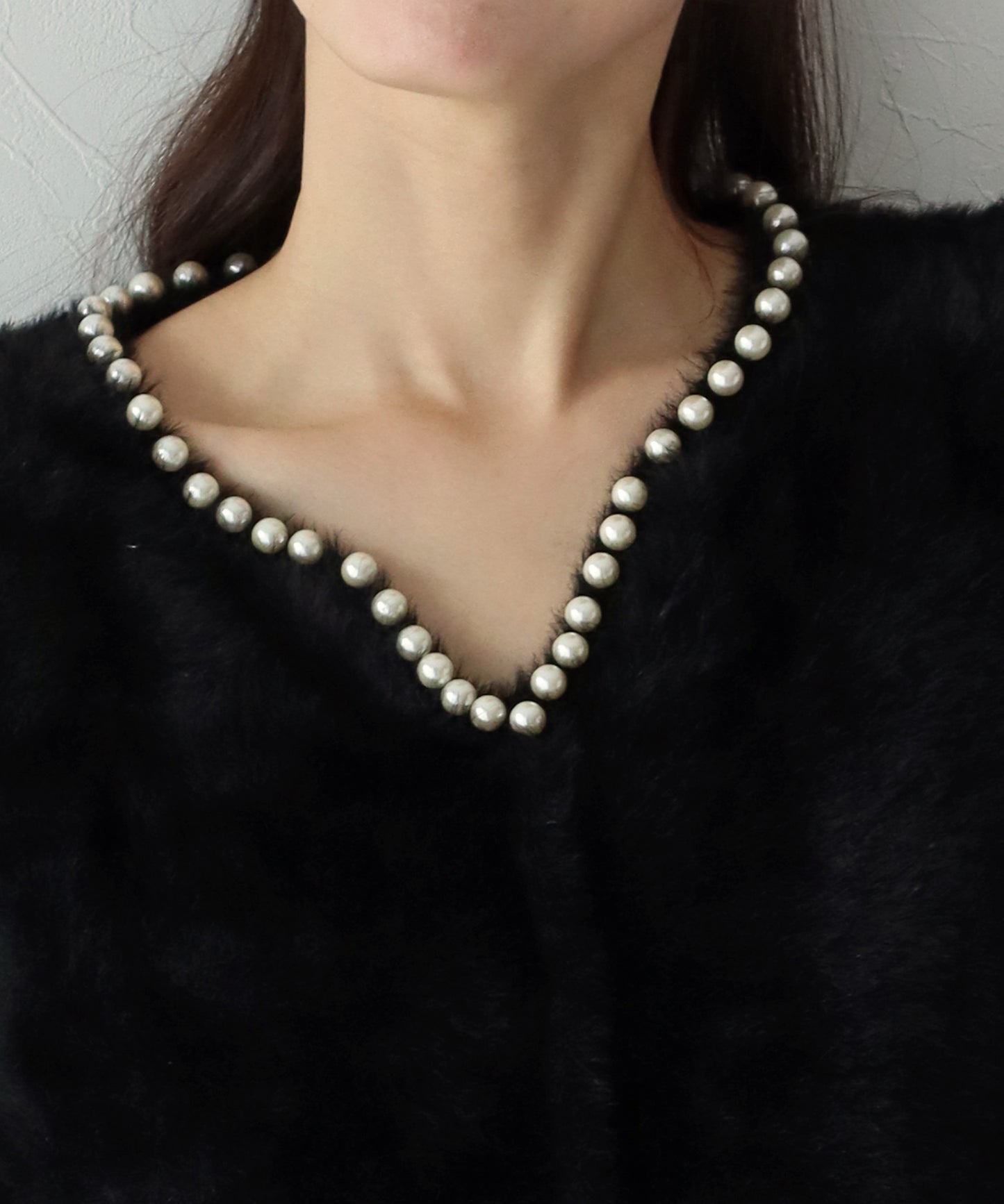 【SALE】パール付きシャギーニット