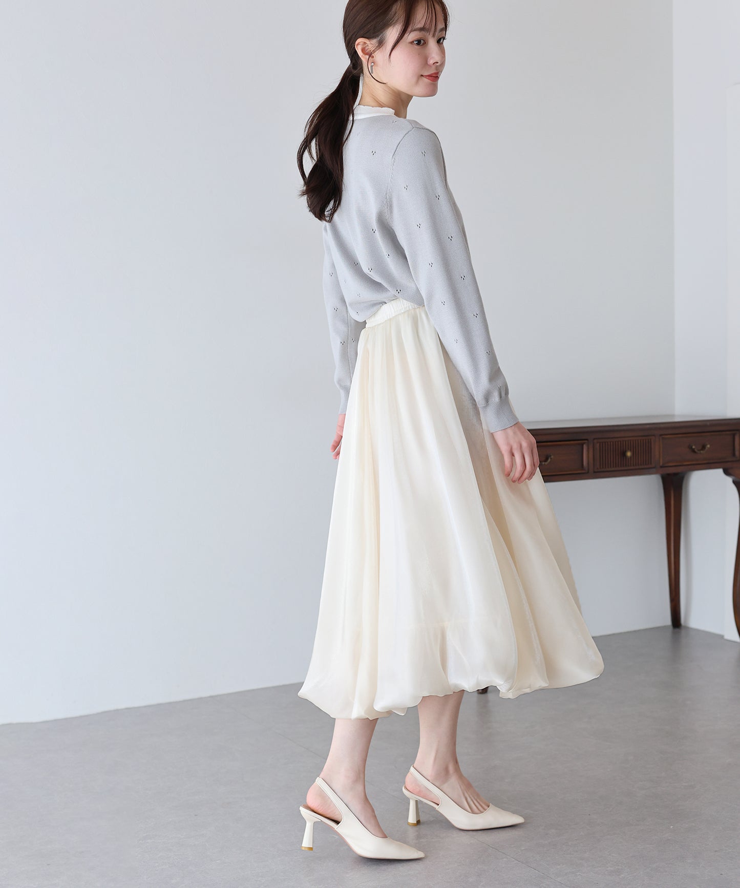 【TIME SALE】サテンオーガンジーバルーンスカート
