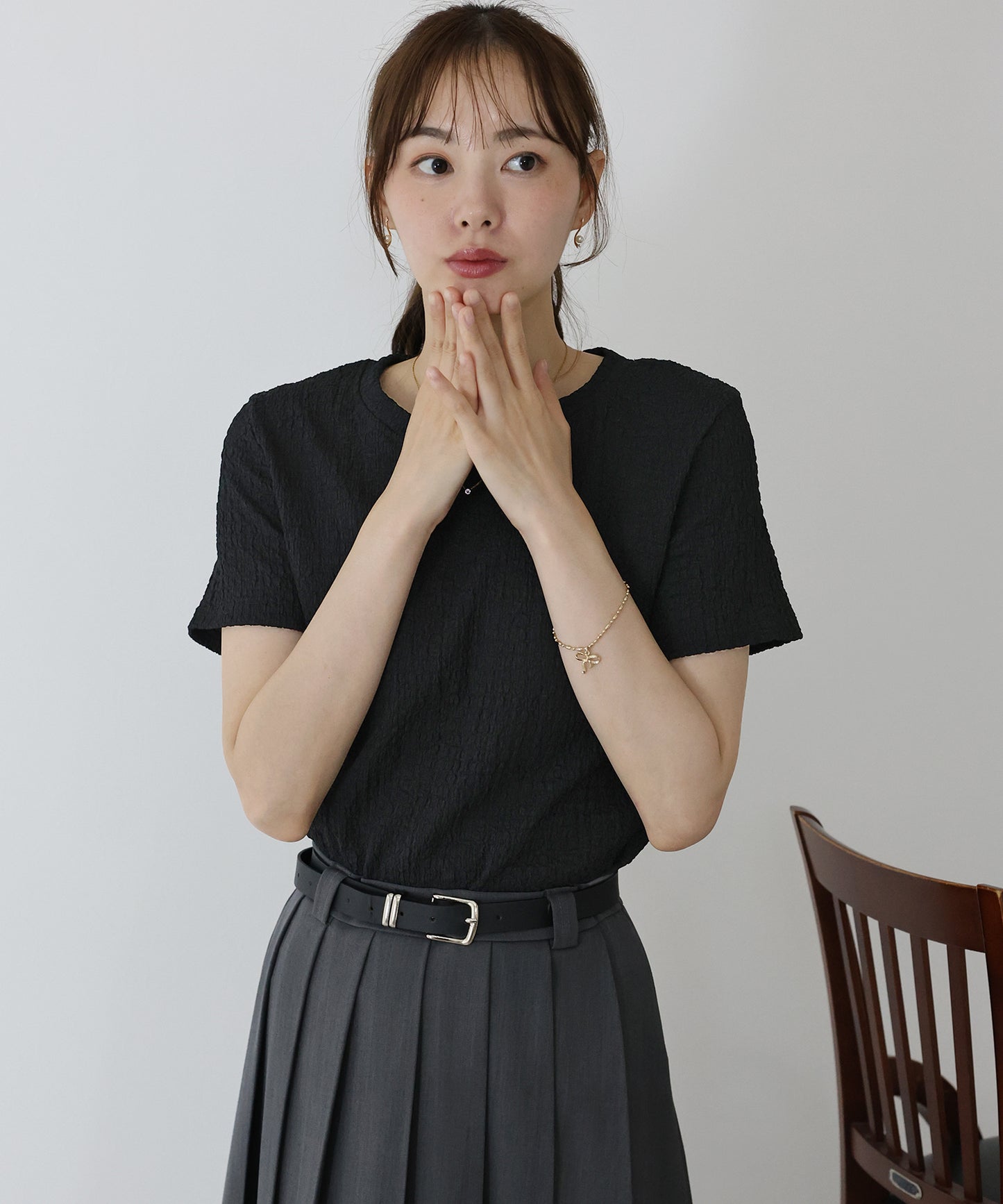 【TIME SALE】ぽこぽこジャガードTシャツ【ネコポス】