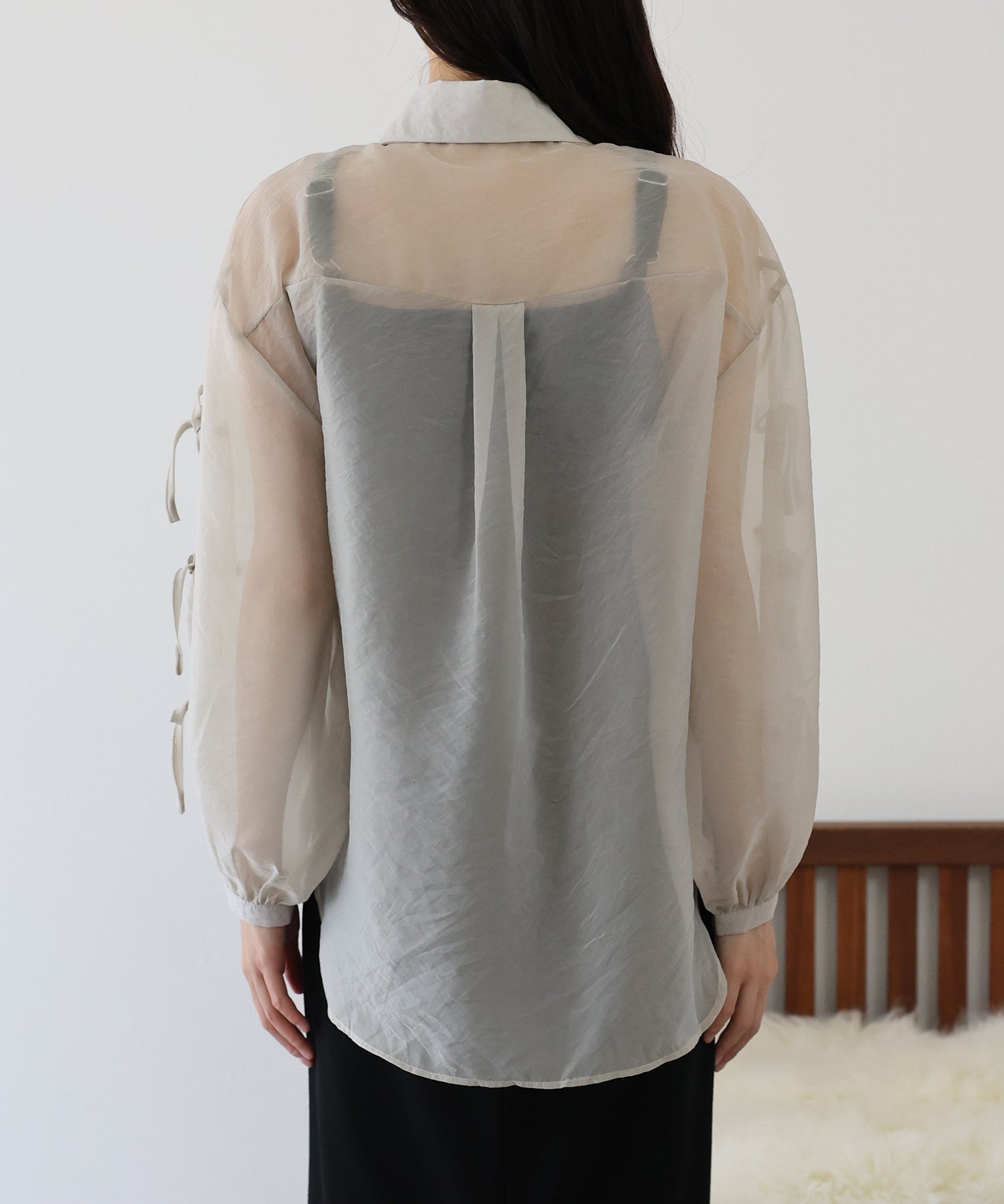 【SALE】袖リボンシアーシャツ【ネコポス】
