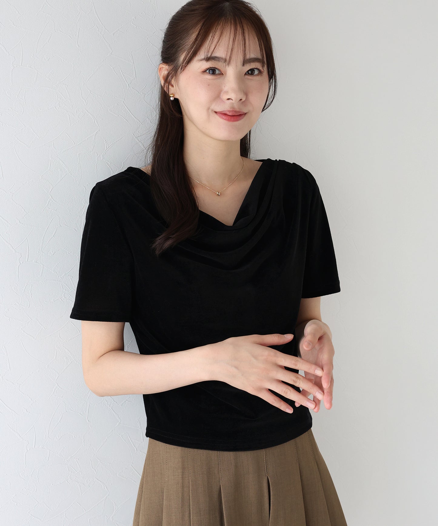 【TIME SALE】シアーベロアドレープTシャツ【ネコポス】