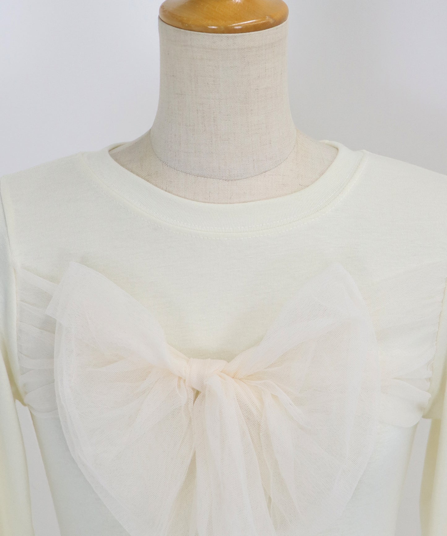 【SALE】チュールビッグリボン長袖Tシャツ