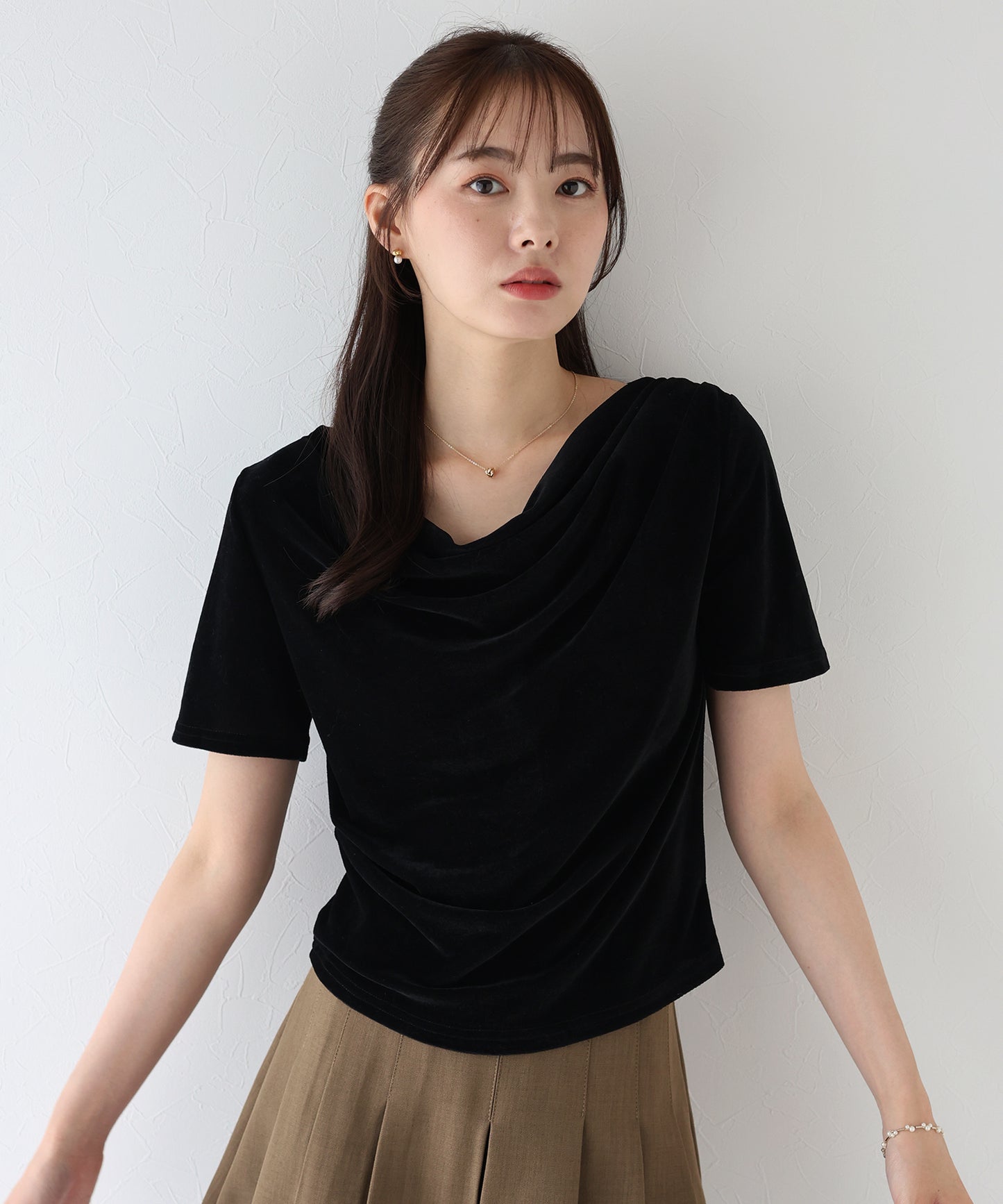 【TIME SALE】シアーベロアドレープTシャツ【ネコポス】