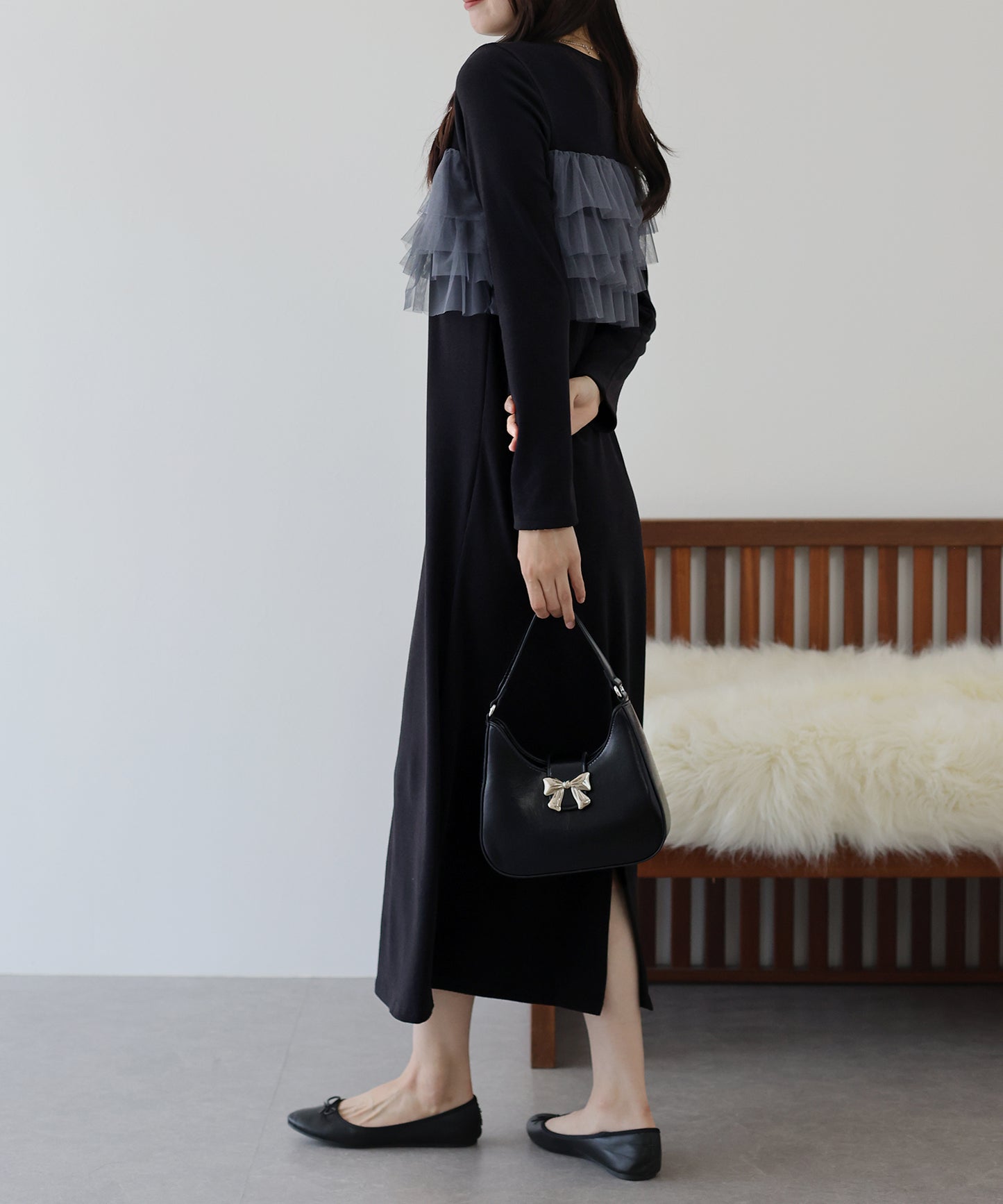 フリルチュールレイヤードワンピース