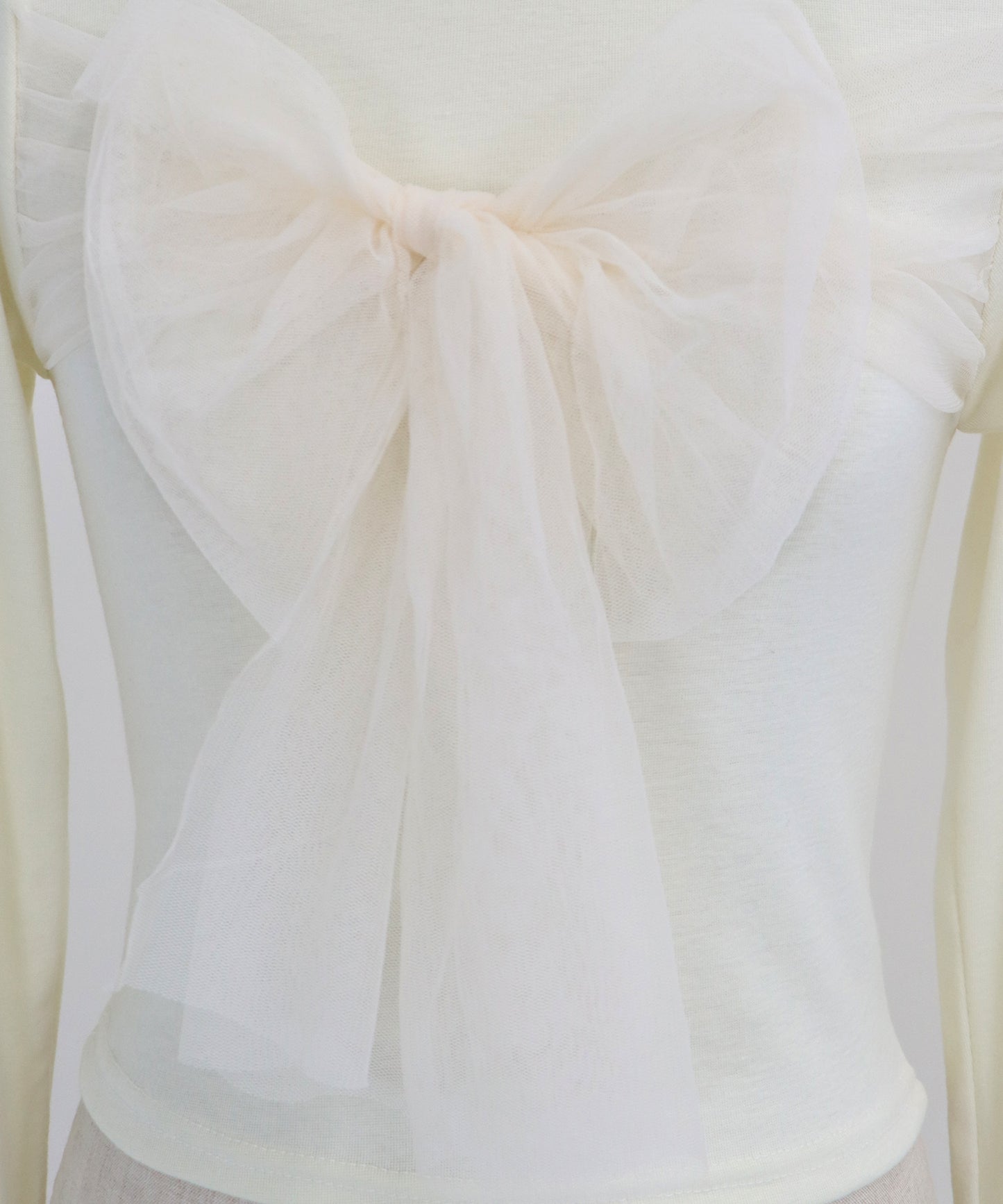 【SALE】チュールビッグリボン長袖Tシャツ