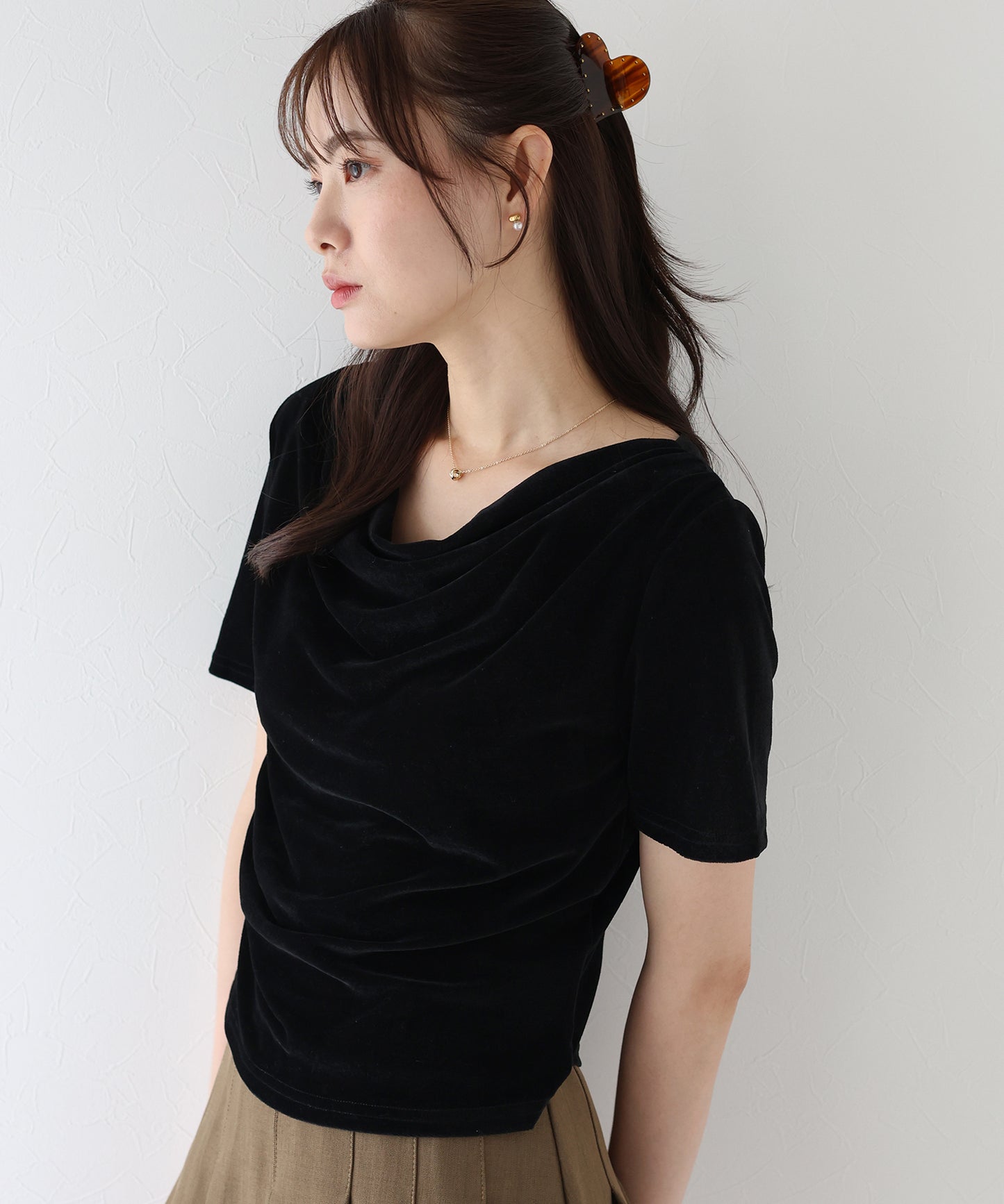 【TIME SALE】シアーベロアドレープTシャツ【ネコポス】