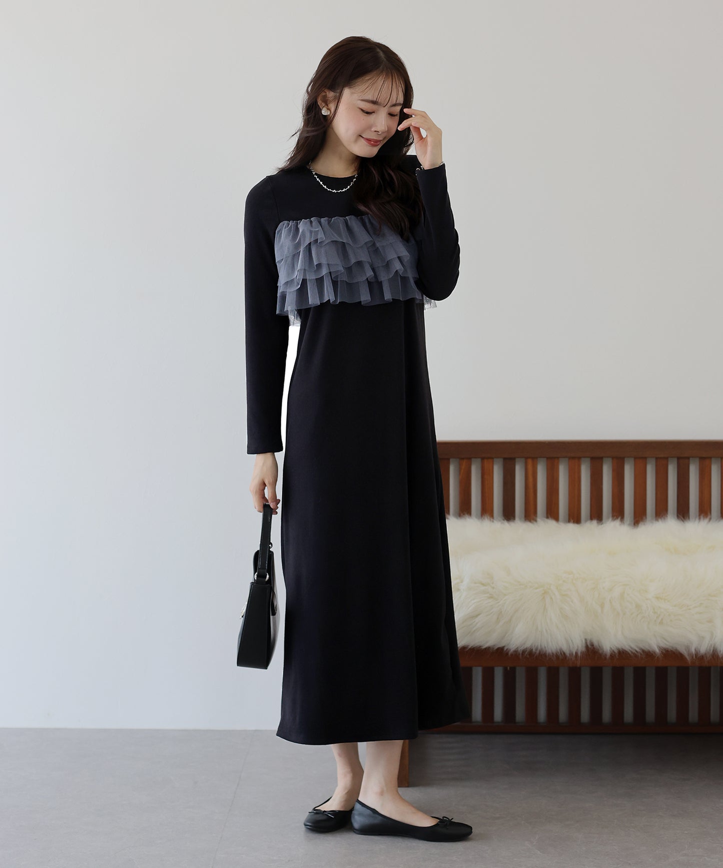 フリルチュールレイヤードワンピース