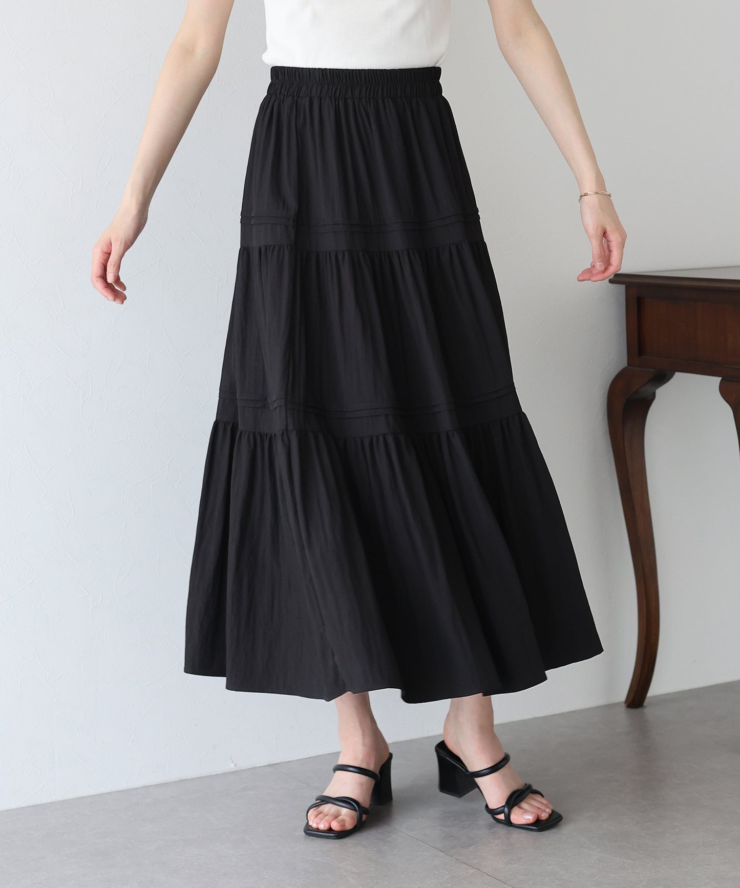 【新商品限定5%OFF(木)】ティアードスカート