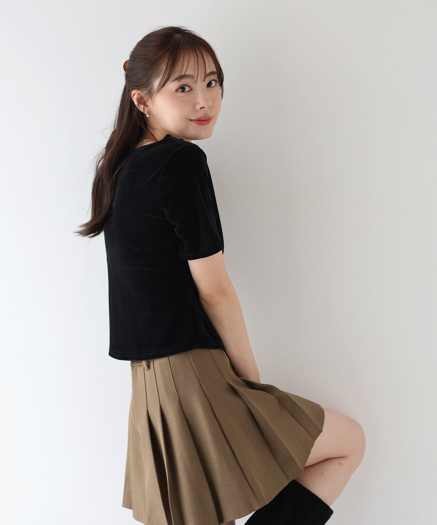 【TIME SALE】シアーベロアドレープTシャツ【ネコポス】
