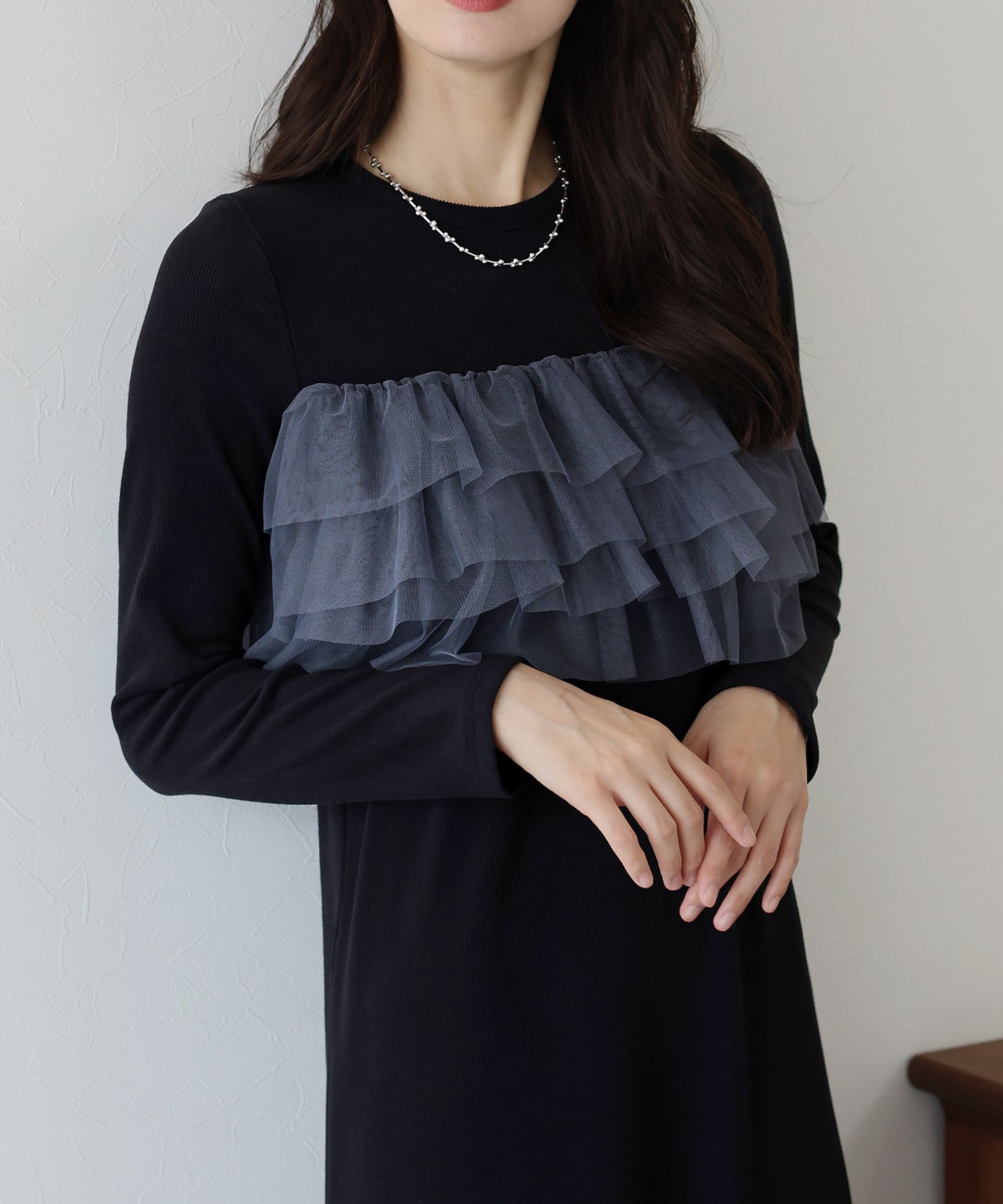 フリルチュールレイヤードワンピース