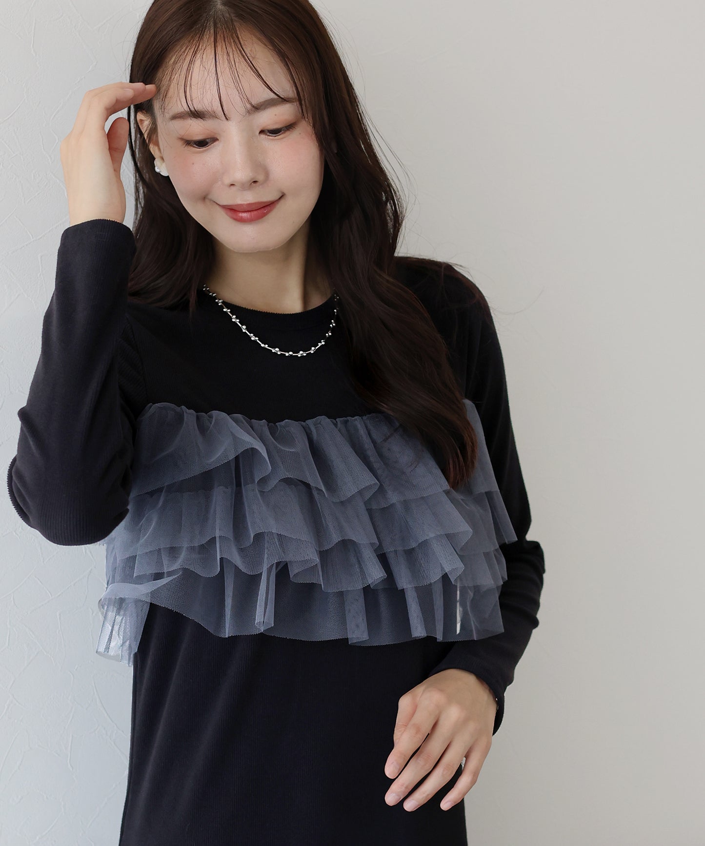 フリルチュールレイヤードワンピース