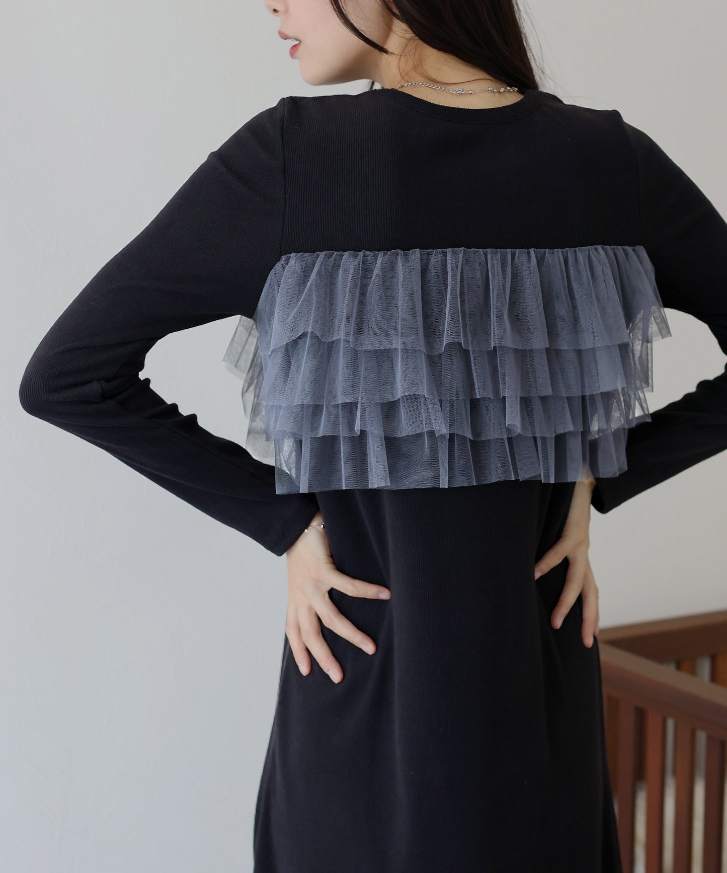 フリルチュールレイヤードワンピース