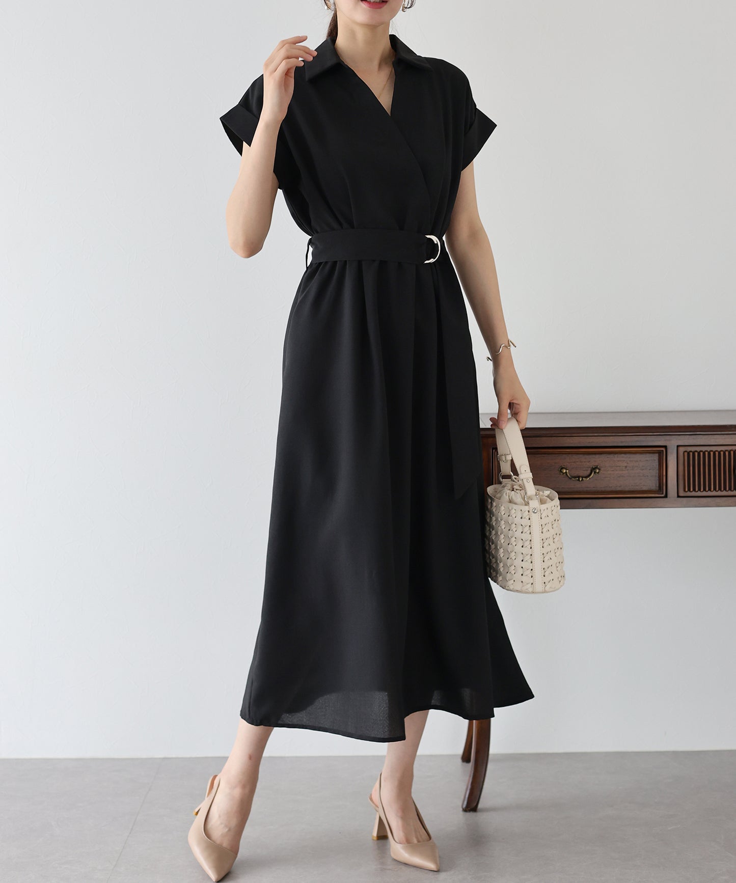 【TIME SALE】カシュクールシャツワンピース
