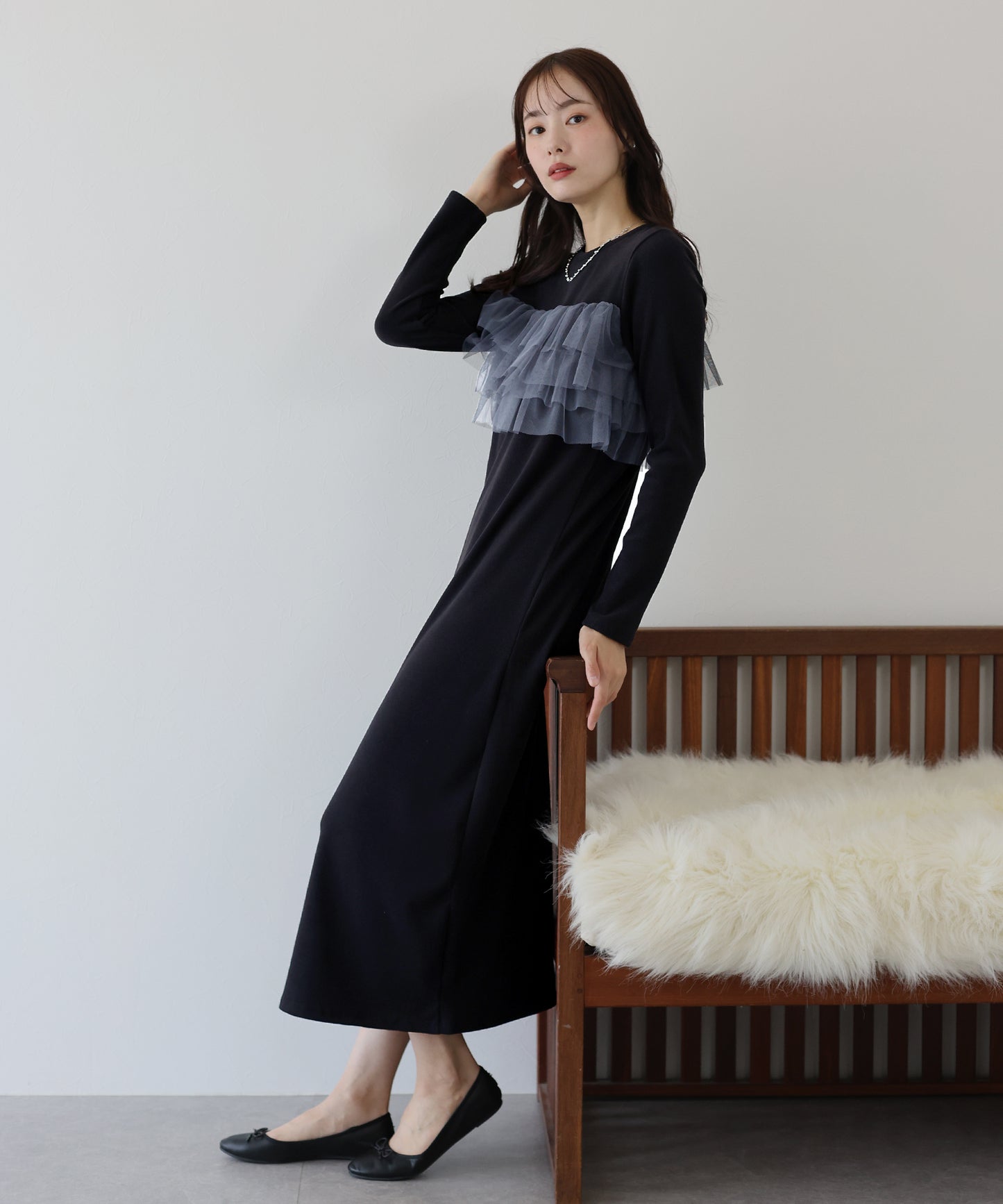 フリルチュールレイヤードワンピース