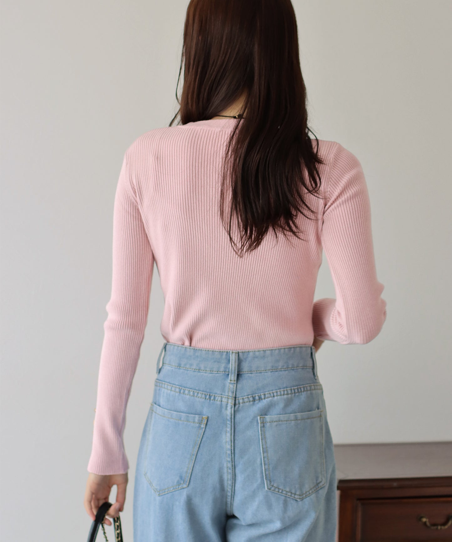 【SALE】金釦付きリブニット