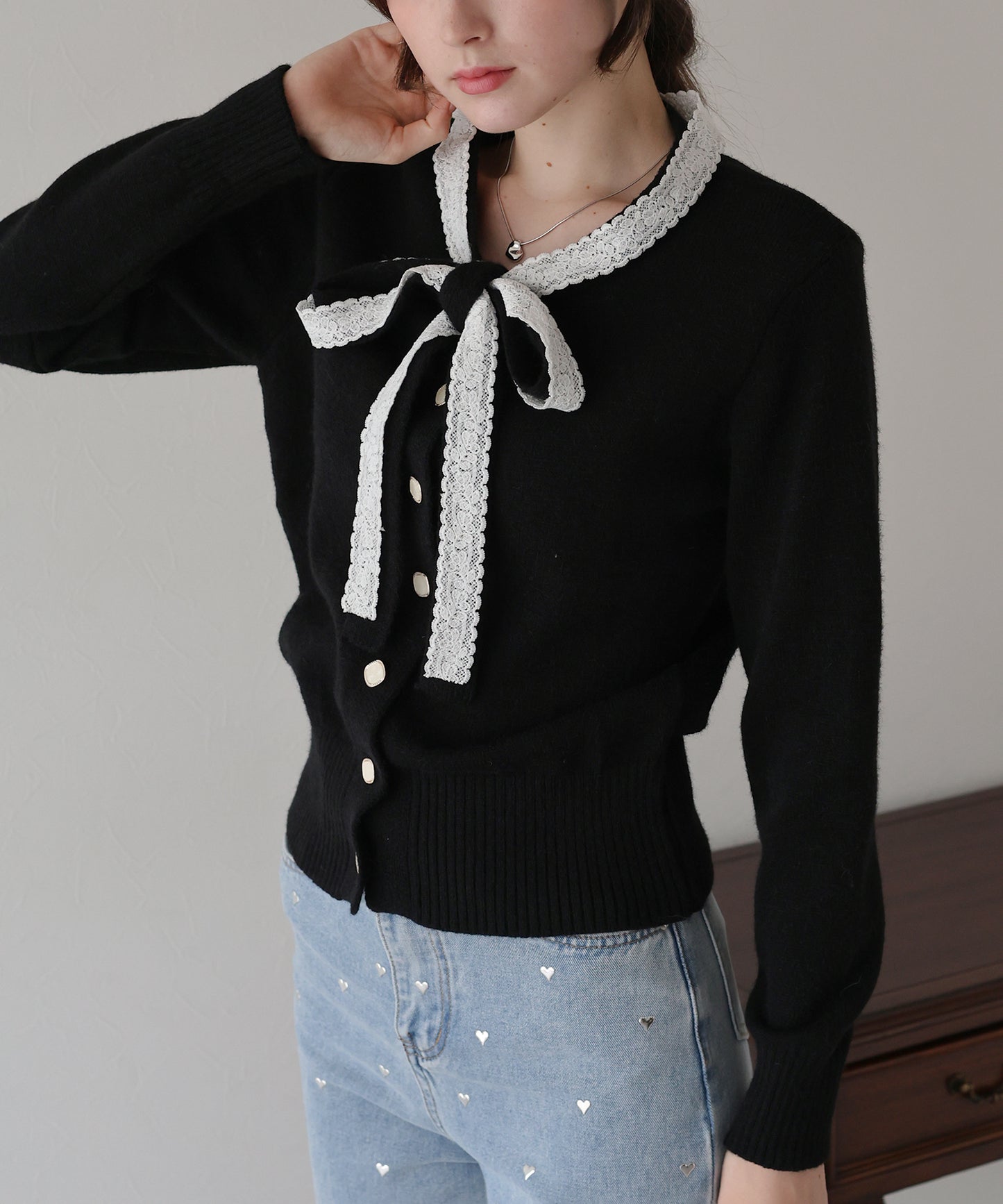 レースリボンカーディガン