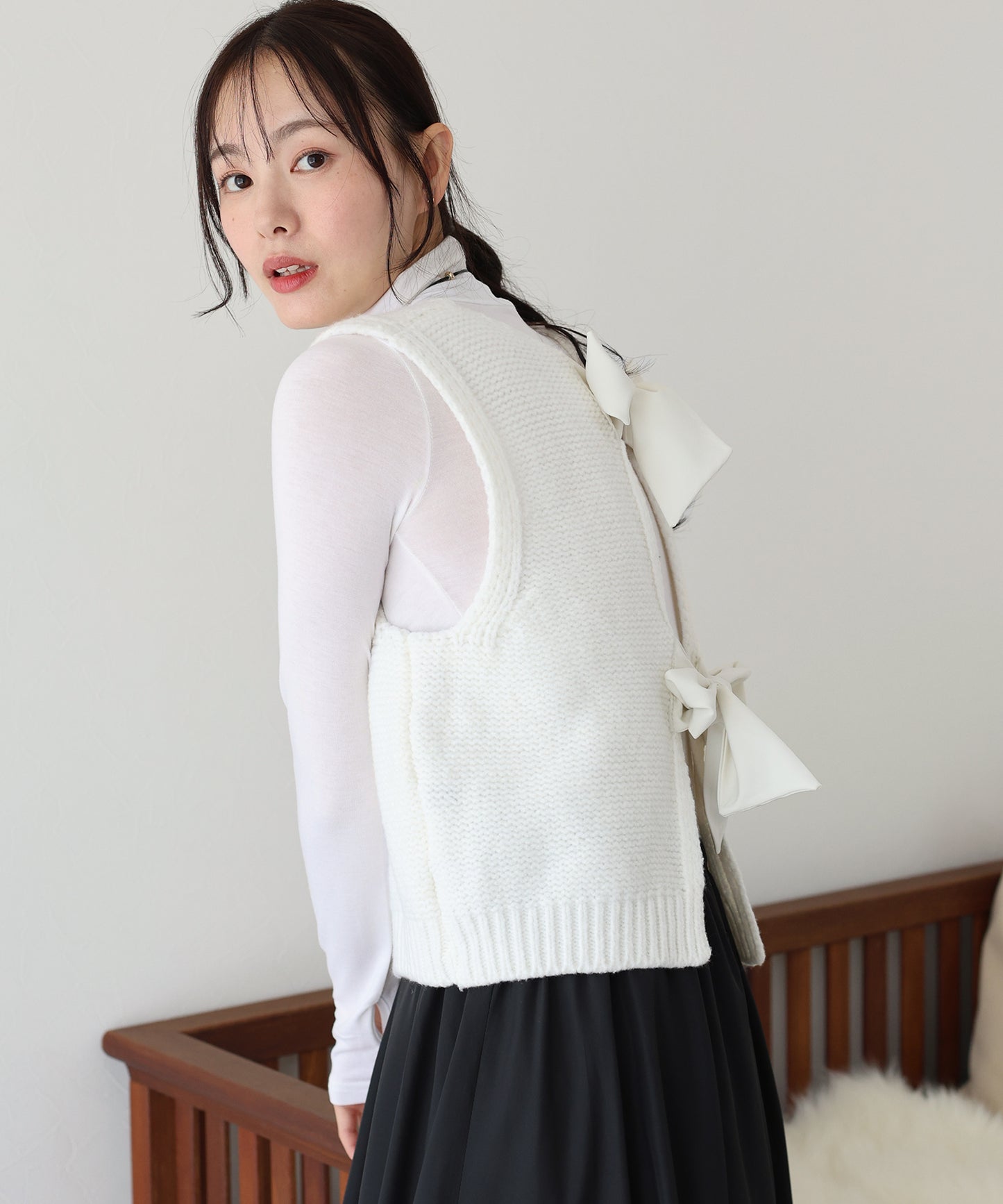 【SALE】リボンニットベスト
