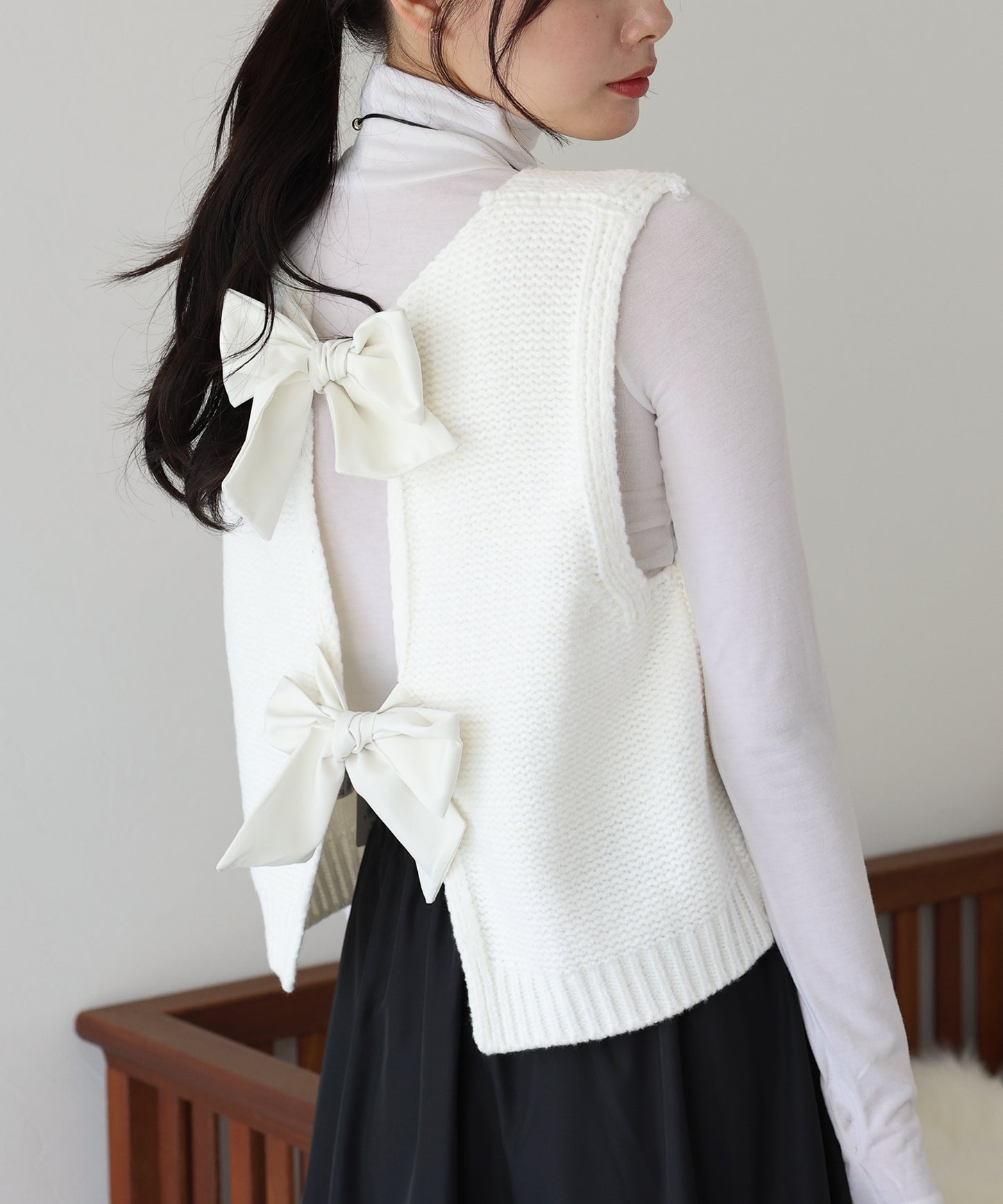 【SALE】リボンニットベスト