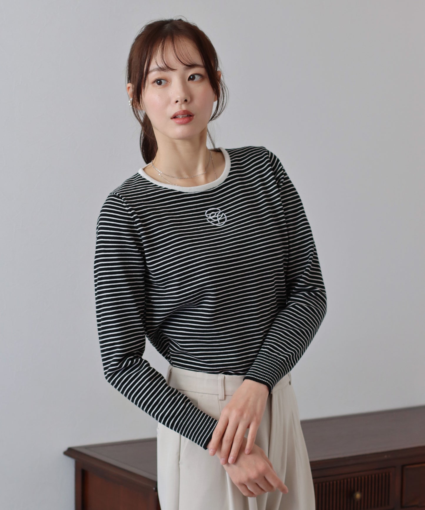 【SALE】ロゴ刺繍ボーダーニット