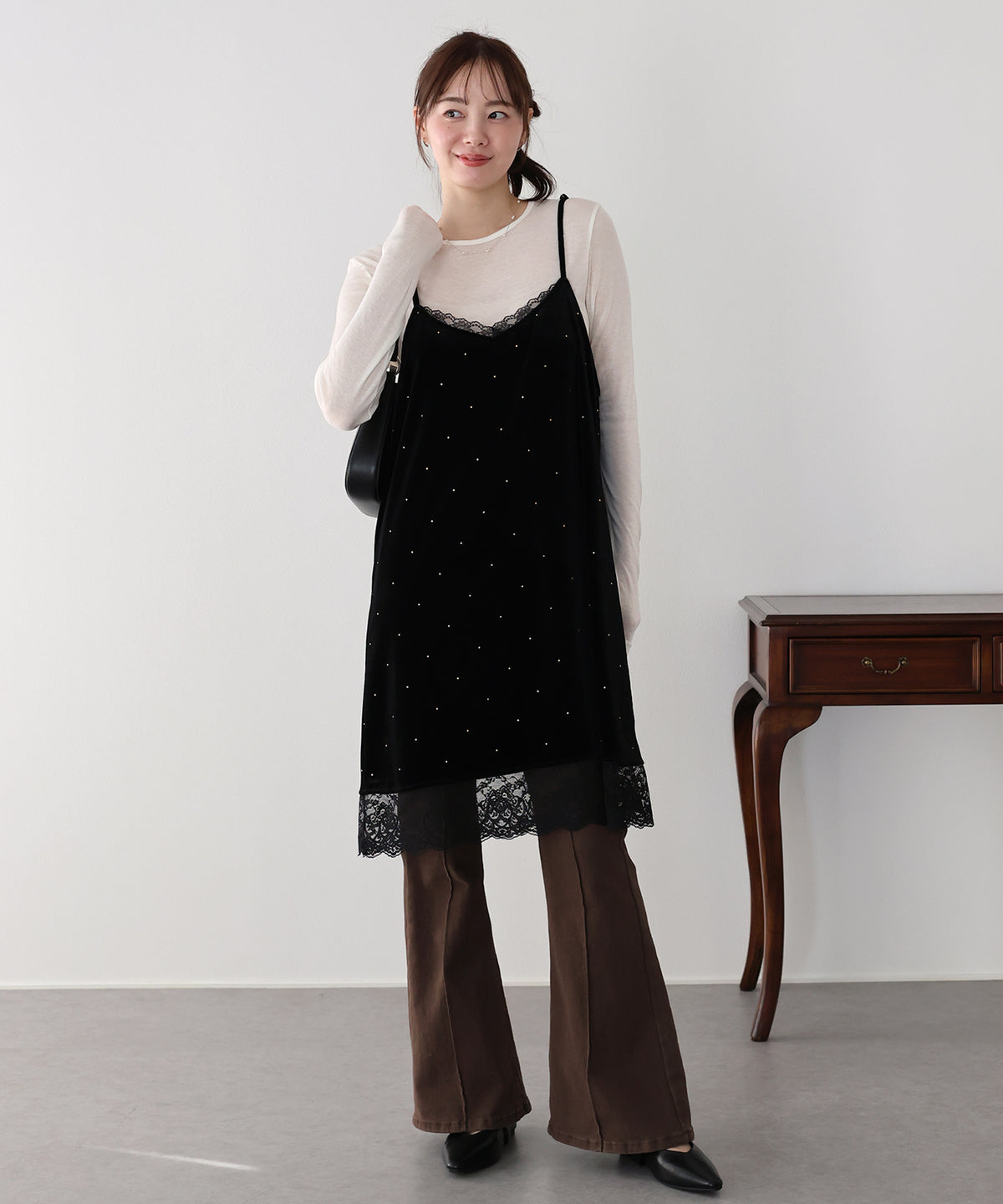 【早割5%OFF】レースベロアキャミビスチェ