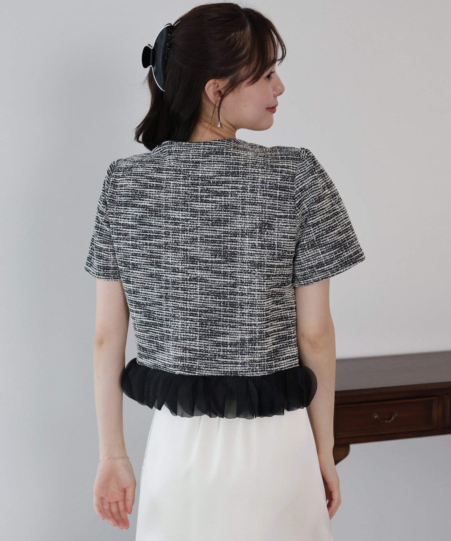 【早割5%OFF】フリルドッキングツイードジャケット